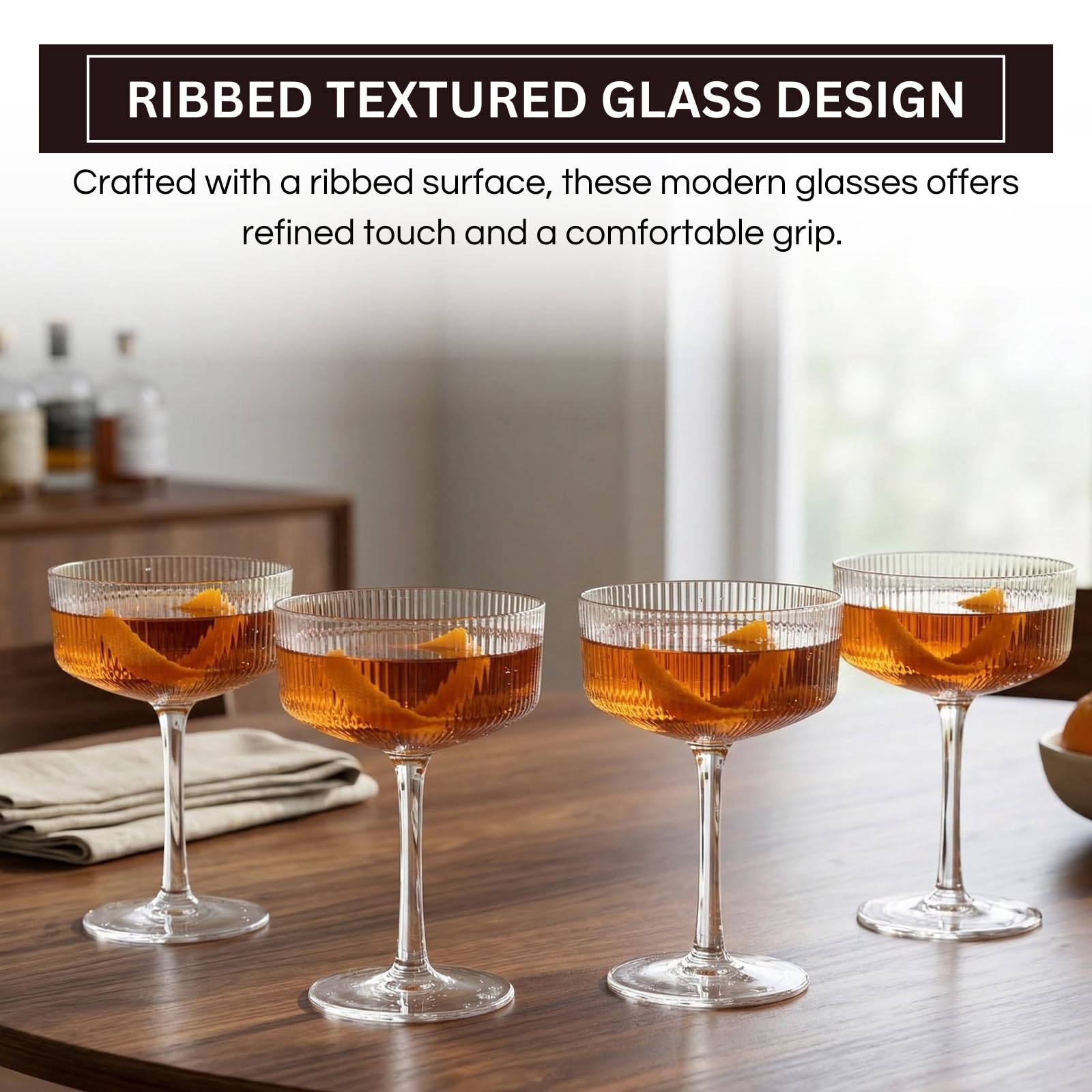 Barcelona Acrylic Champagne Coupe Cocktail Glassware, Set of 4