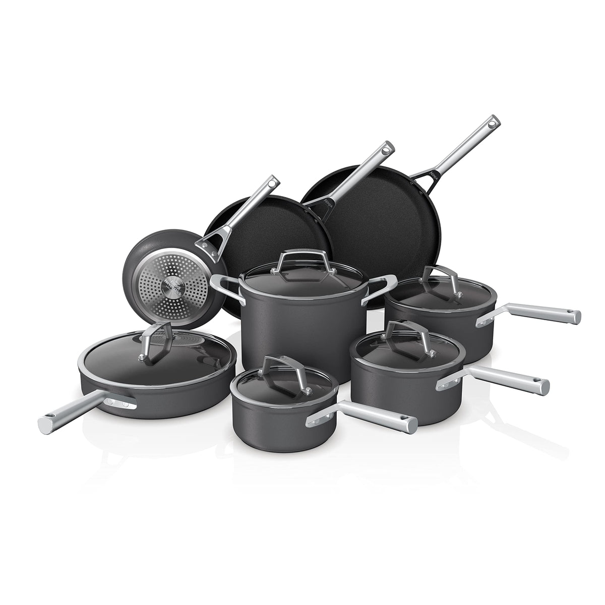 Ninja C39600 Foodi NeverStick Premium Hard-Anodized 13-Piece Cookware Set, Guaranteed to Never Stick, Nonstick, Durable, Oven Sa