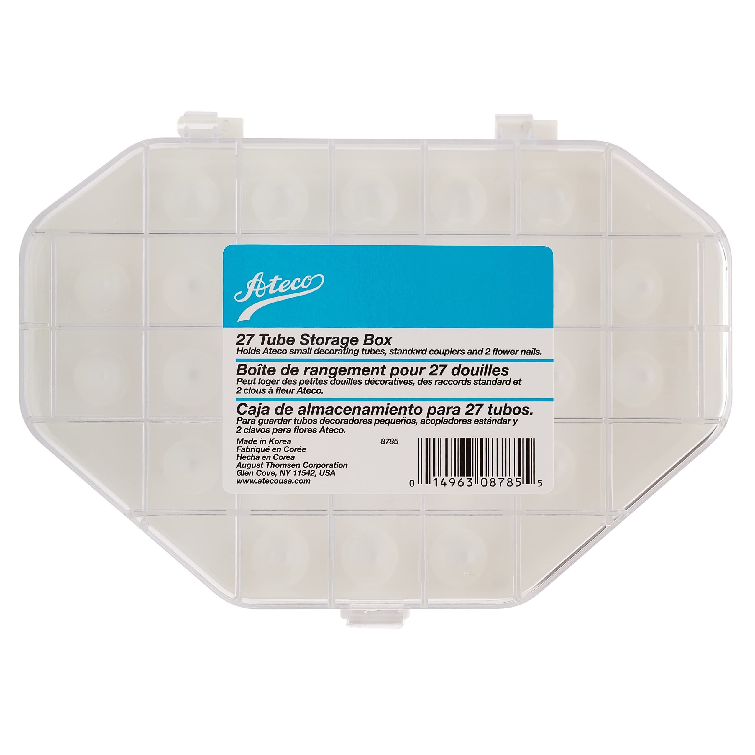 Ateco Tube Storage Box, 27-Compartments For Small & Medium Decorating Tubes