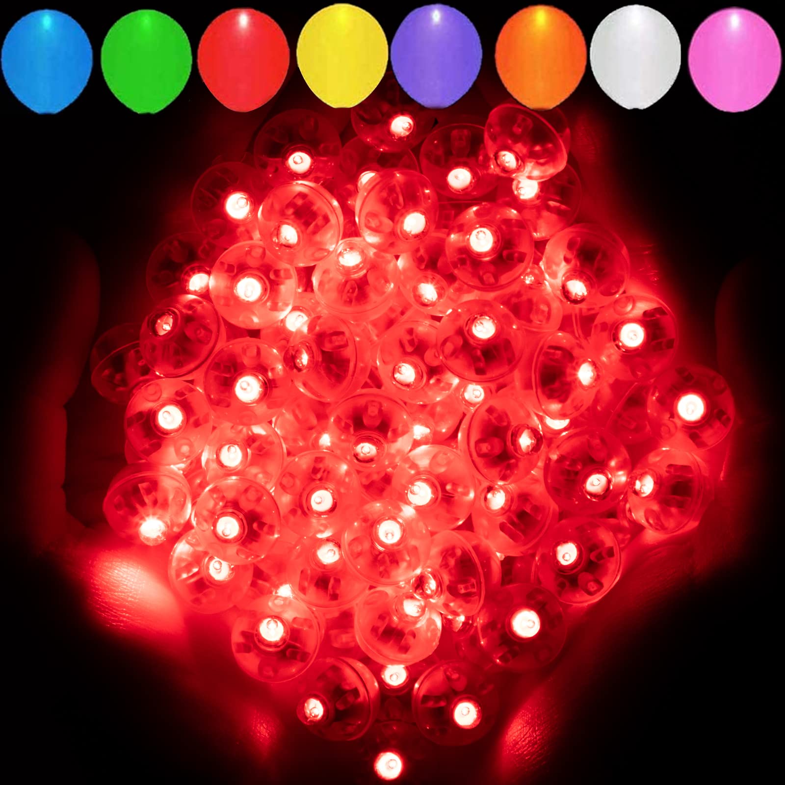 Aogist 50Pcs Red Balloon Lights,Long Standby Time Waterproof Mini Light,Battery Powered,Round Led Ball Lamp For Latex Balloon Pa