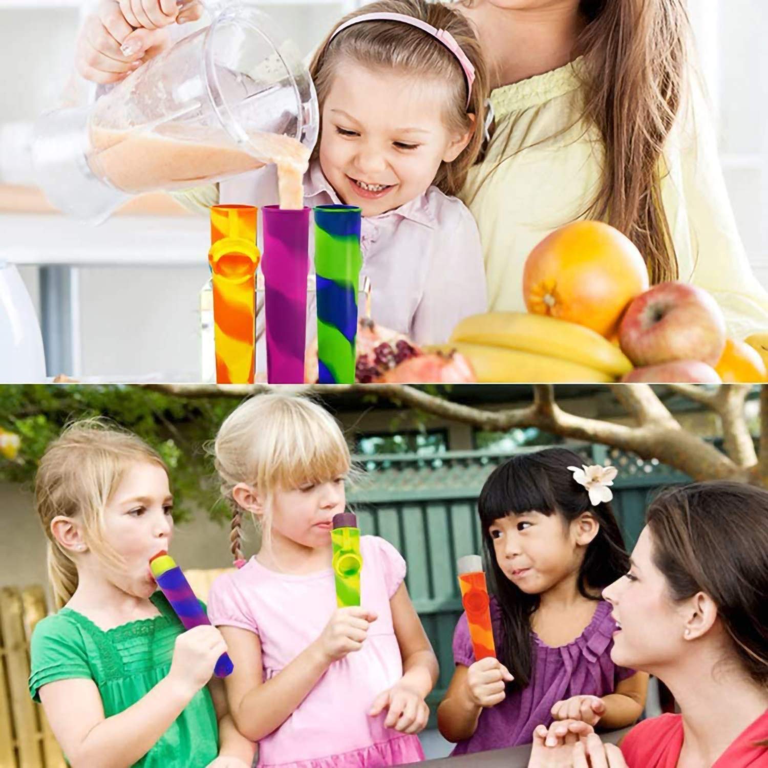 Helpcook Popsicle Molds,6 Pieces Silicone Ice Pop Molds,Drip Free Popsicle Maker For Kids,Bpa Free Freezer Tubes With Lids,For S