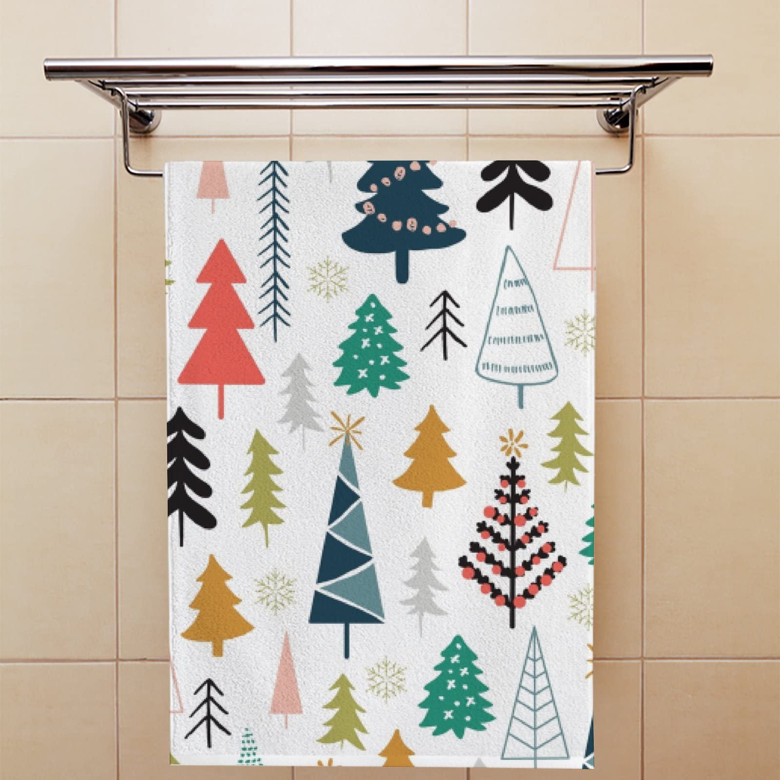 Vantaso Bath Hand Towels Set Of 2 Christmas Tree New Year Soft And Absorbent Kitchen Hand Towel For Bathroom Hotel Gym Spa