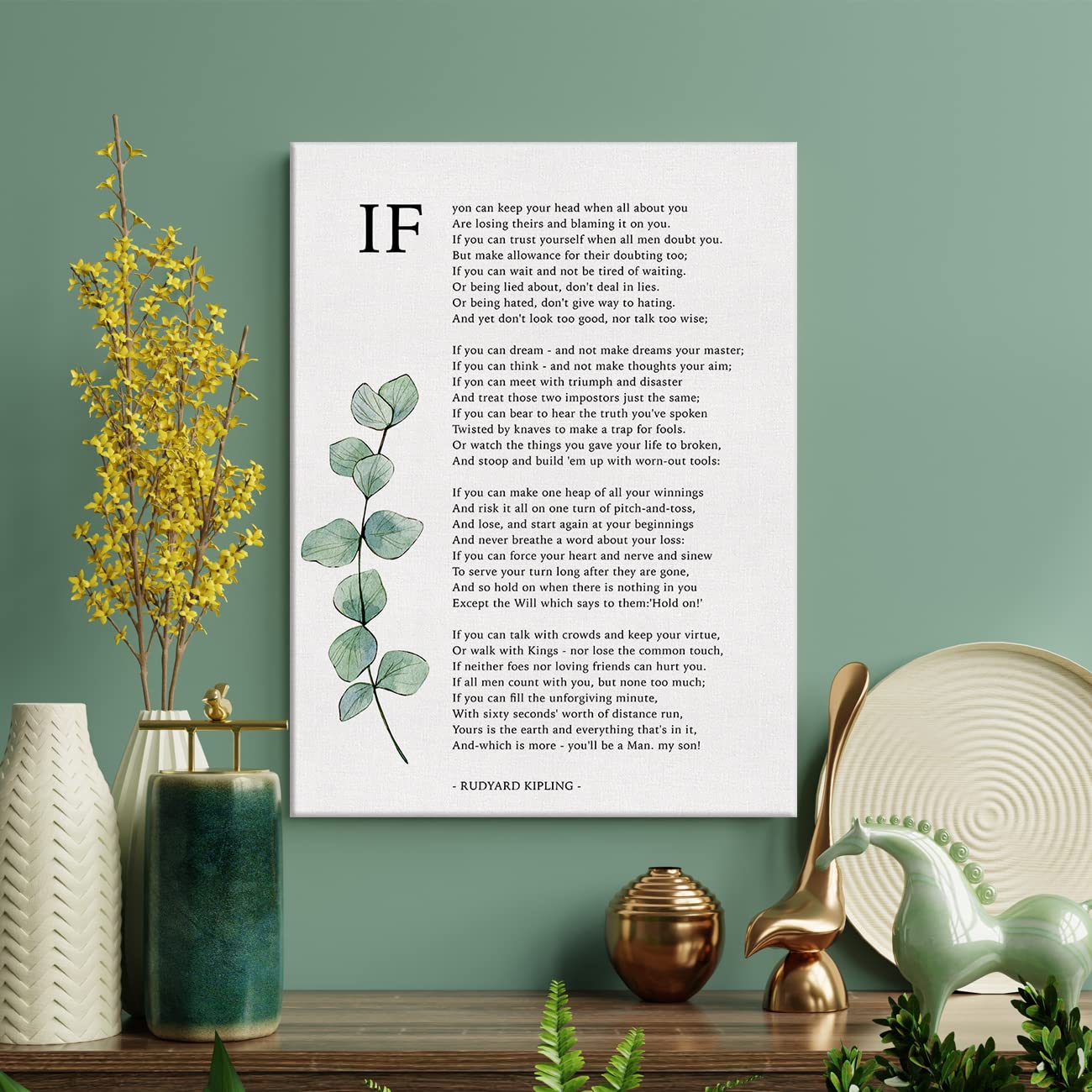 Lexsivo Inspirational If Print Canvas Wall Art Home Office Decor Poetry If Painting 12X15 Canvas Poster Framed Ready To Hang