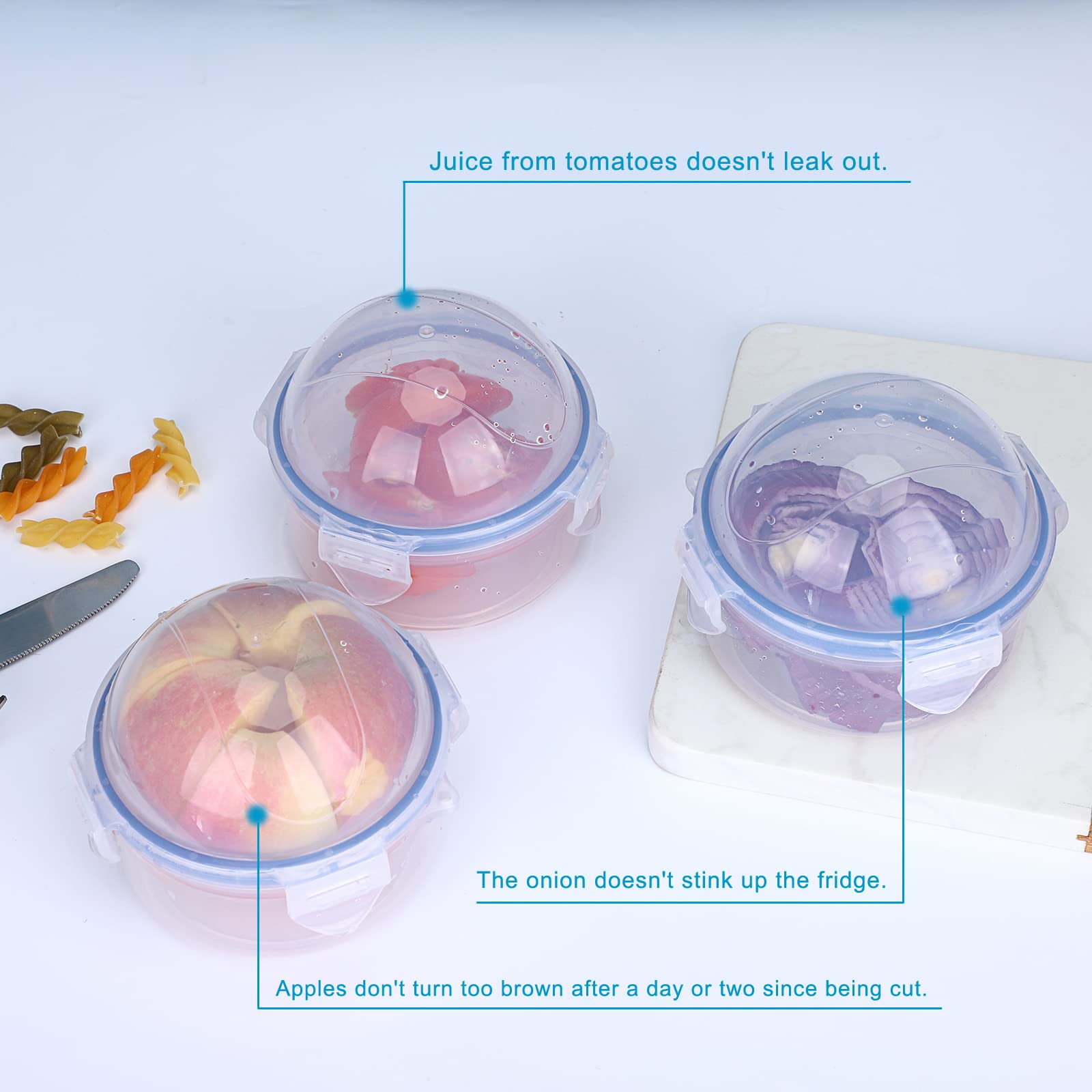 Juxyes Small Fruit And Vegetable Storage Containers With Lid, Plastic Onion Storage Keeper Containers For Fridge, Portable Fruit