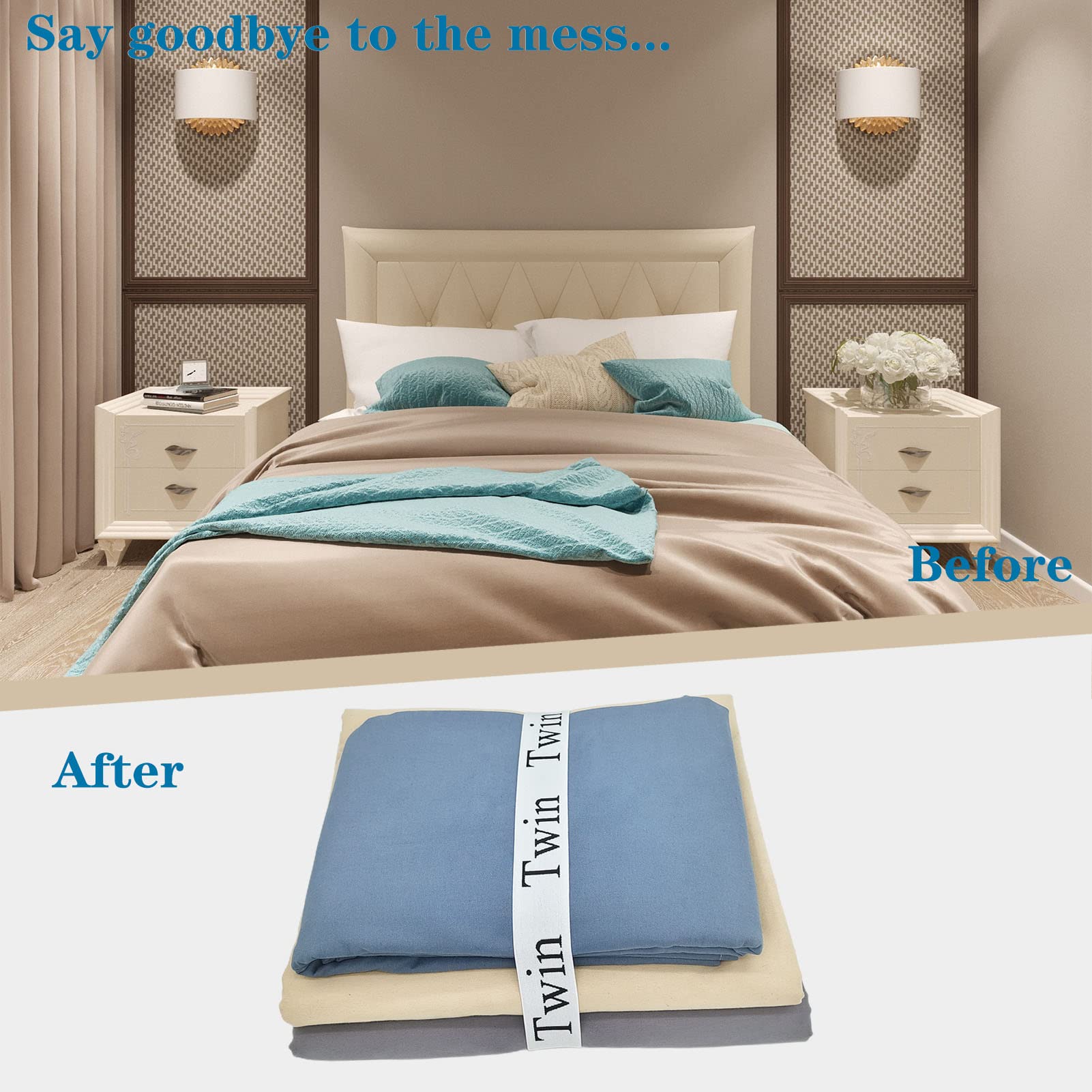 Yermivie 4 Pieces Bed Sheet Organizer Bands, Sheet Organizers And Storage Label Bands, Sheet Label For Bedding, Sheets Organizer