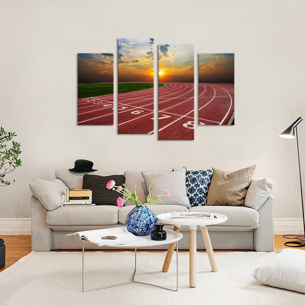 Sea Charm - Canvas Print Wall Art Painting Running Track With Nice Sunrise Scenic Canvas Picture Wall Decor For Living Room Home