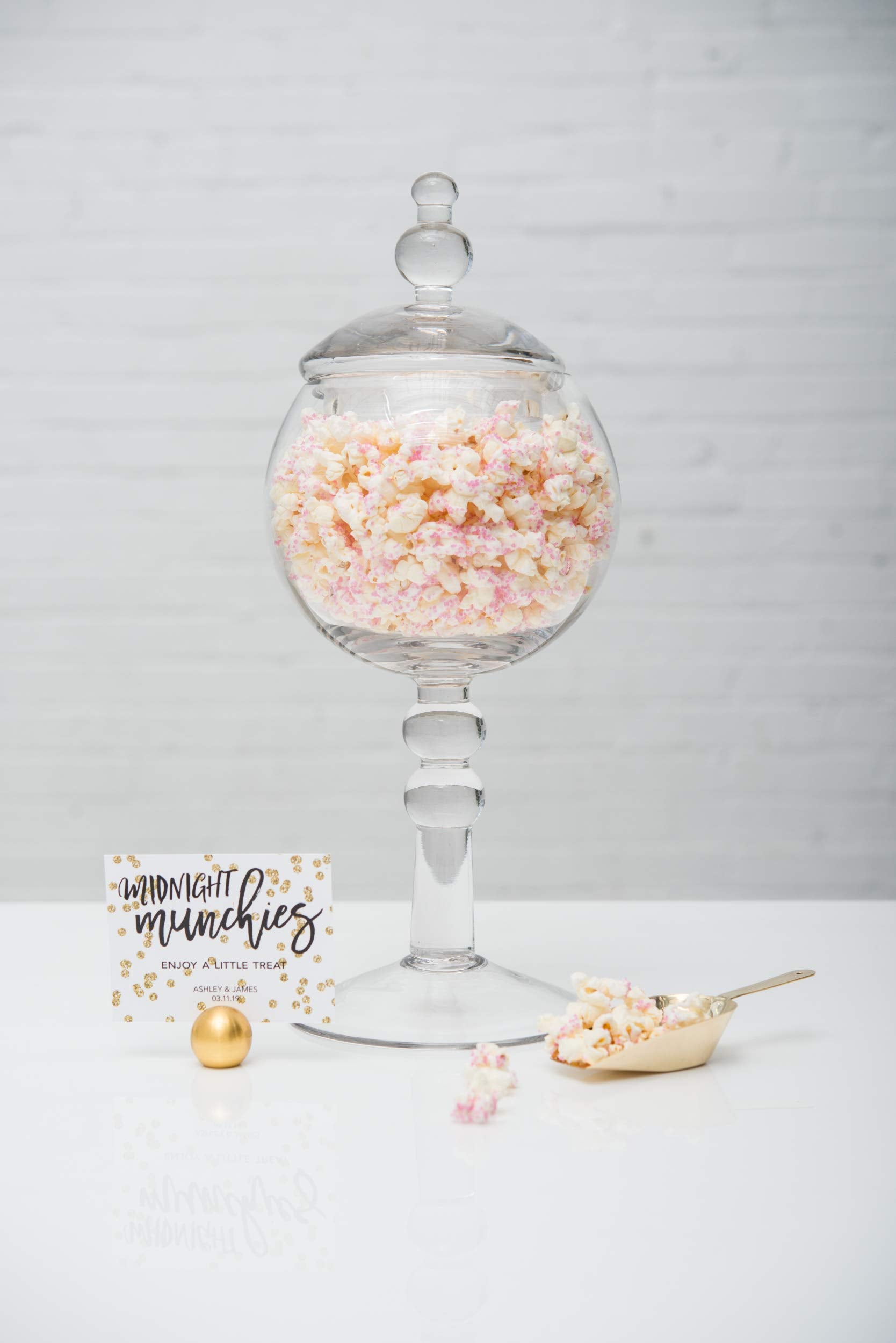 Weddingstar Large Glass Apothecary Candy Jar - Footed Globe Bowl With Lid