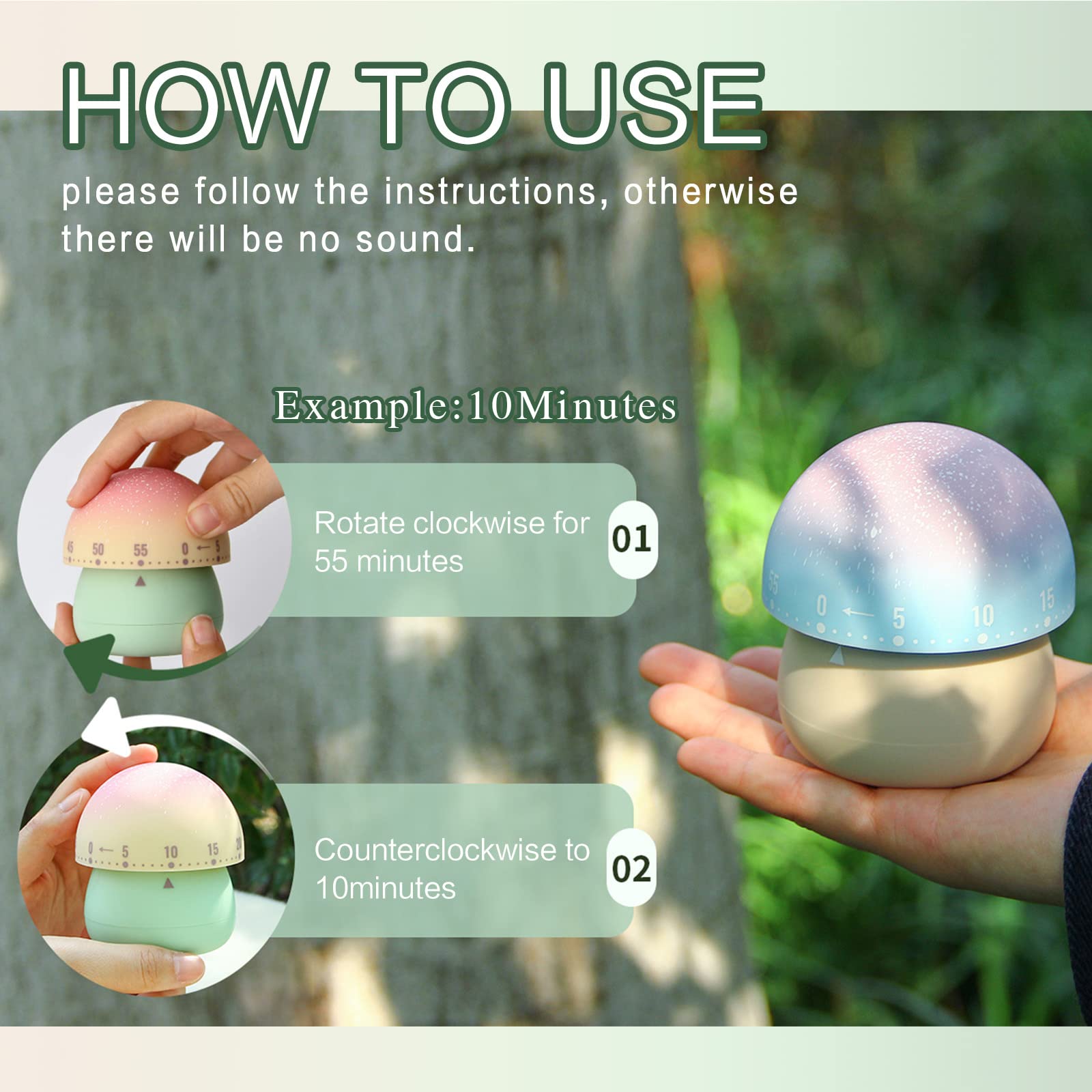 Ele Depi 2 Pack Cute Kitchen Timer,100% Mechanical Egg Timer For Kids,60 Minutes Wind Up Timer For Cooking/Reading/Do Sports. (M