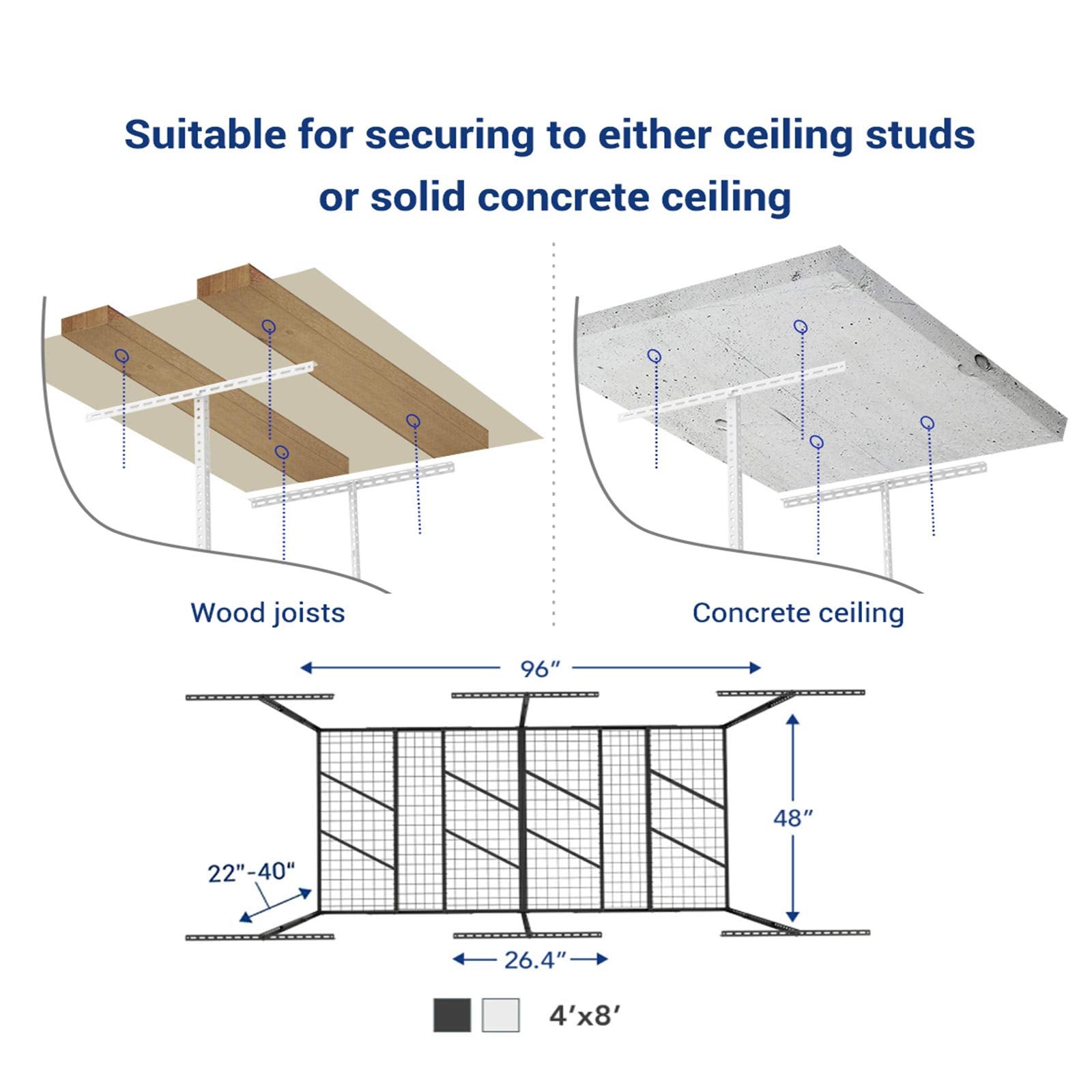 Fleximounts Pro 4X8 Overhead Garage Storage Rack,Adjustable Garage Storage Organization Systerm,Heavy Duty Metal Garage Ceiling
