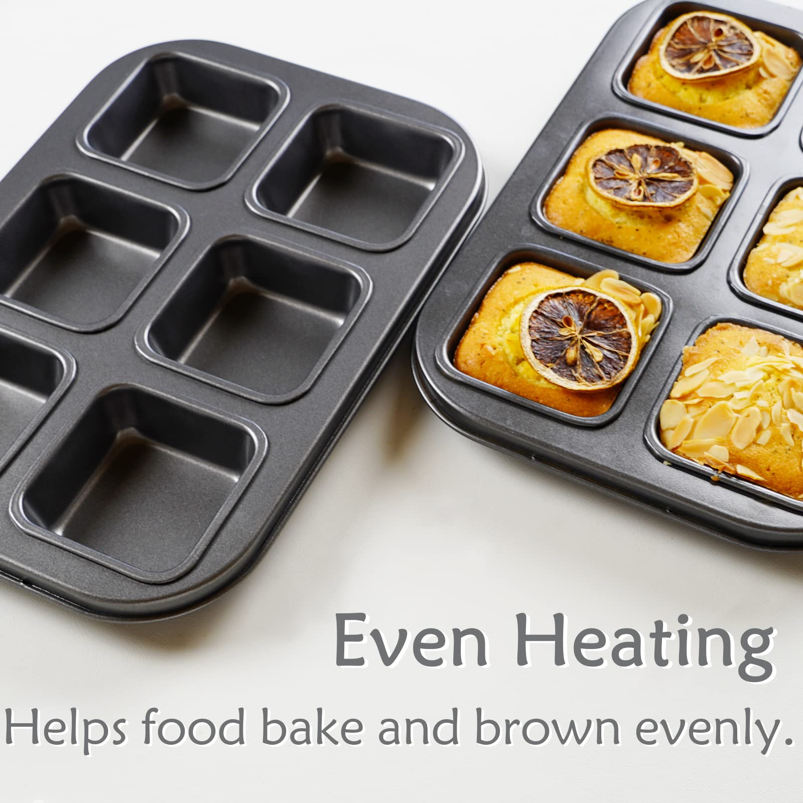 Elesinsoz 6 Cup Brownie Bar Pan Square Muffin Cupcake All Edge Corner Individual With Dividers Nonstick Cornbread Mini Small Bre