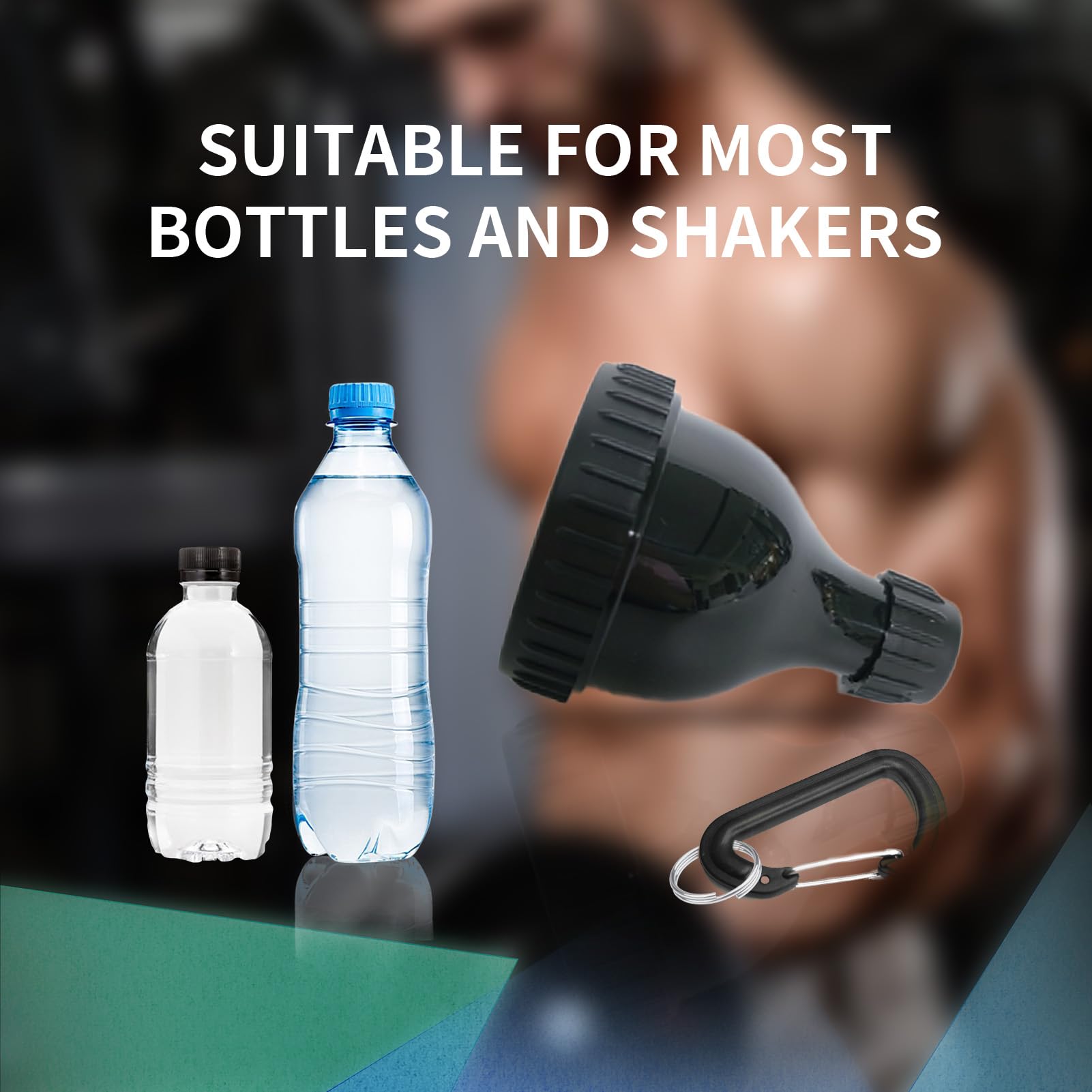 Protein Powder Container To Go Funnel 2 Pack Keychain For Shaker Cup Water Bottle Funnel For Gym Powders. (Funnel With Keychain)