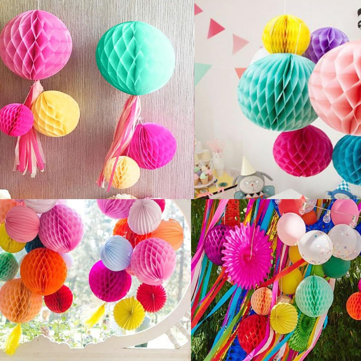 10Pcs 8Inch Paper Honeycomb Paper Pom Poms Decorative Tissue Paper Flower Colorful Hanging Flower Balls Diy Paper Handmade Craft