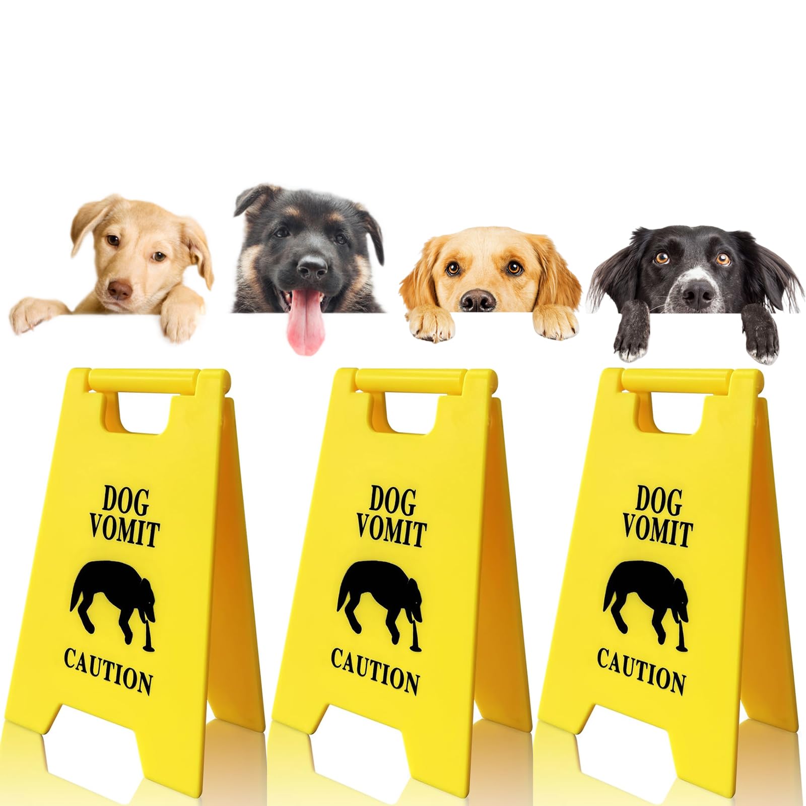 Dog and Cat Vomit Caution Sign 3Pcs Dog Vomit Sign 5 Inches Dogs Vomits Warning Signs Desk Decorations Funny Novelty Dogs Signs 
