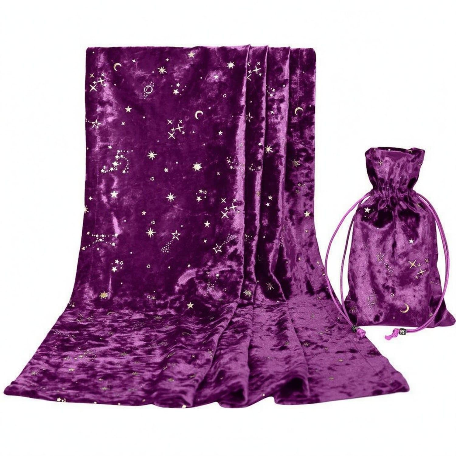Bnf Starry Sky Divination Tablecloth Celestial Print Square Velvet Cloth Moon and Stars Velvet Tablecloth, Purple, Galaxy