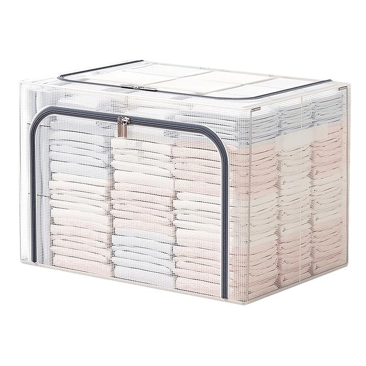 Dhrumino 66 Litre Transparent Storage Bag For Wardrobe | Waterproof Saree & Shirt Organizer With Window (White)