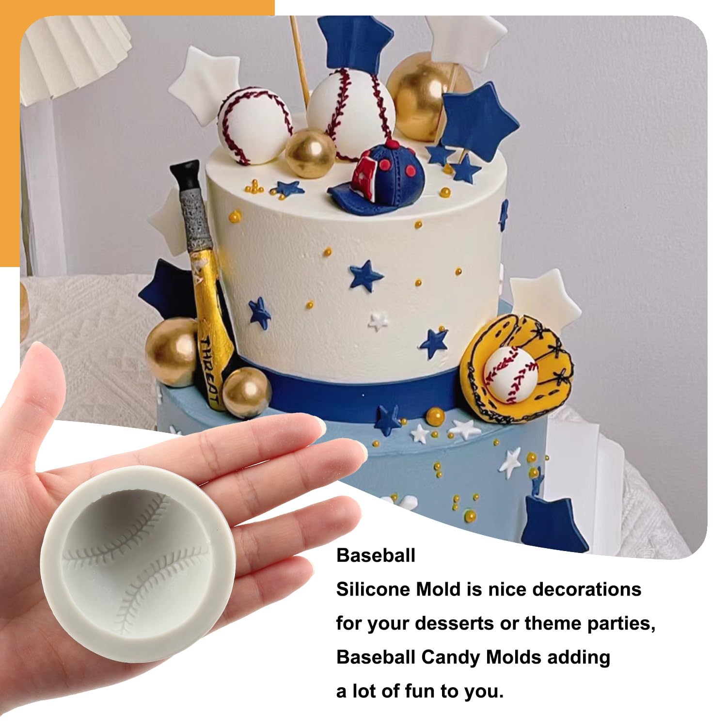 Sijiangmold Baseball Fondant Mold Baseball Softball Glove Silicone Mold For Cupcake Topper Cake Decorating Chocolate Candy Polym