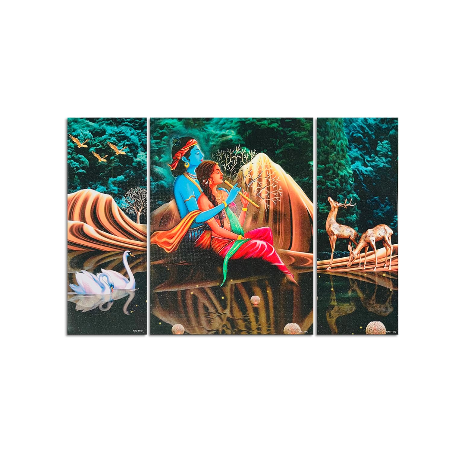 AlertEra Industries Wall Paintings | Wood Wall Art for Bedroom | RadhaKrishna Wall Sculpture | Painting for office | Painting f