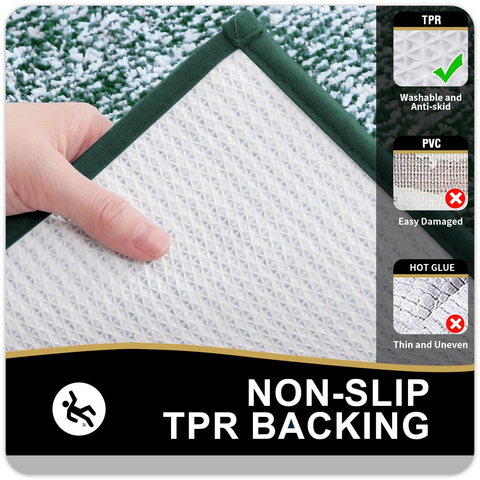Olanly Luxury Toilet Rugs U-Shaped 24X20, Extra Soft And Absorbent Microfiber Bathroom Rugs, Non-Slip Toilet Bath Mat, Machine W