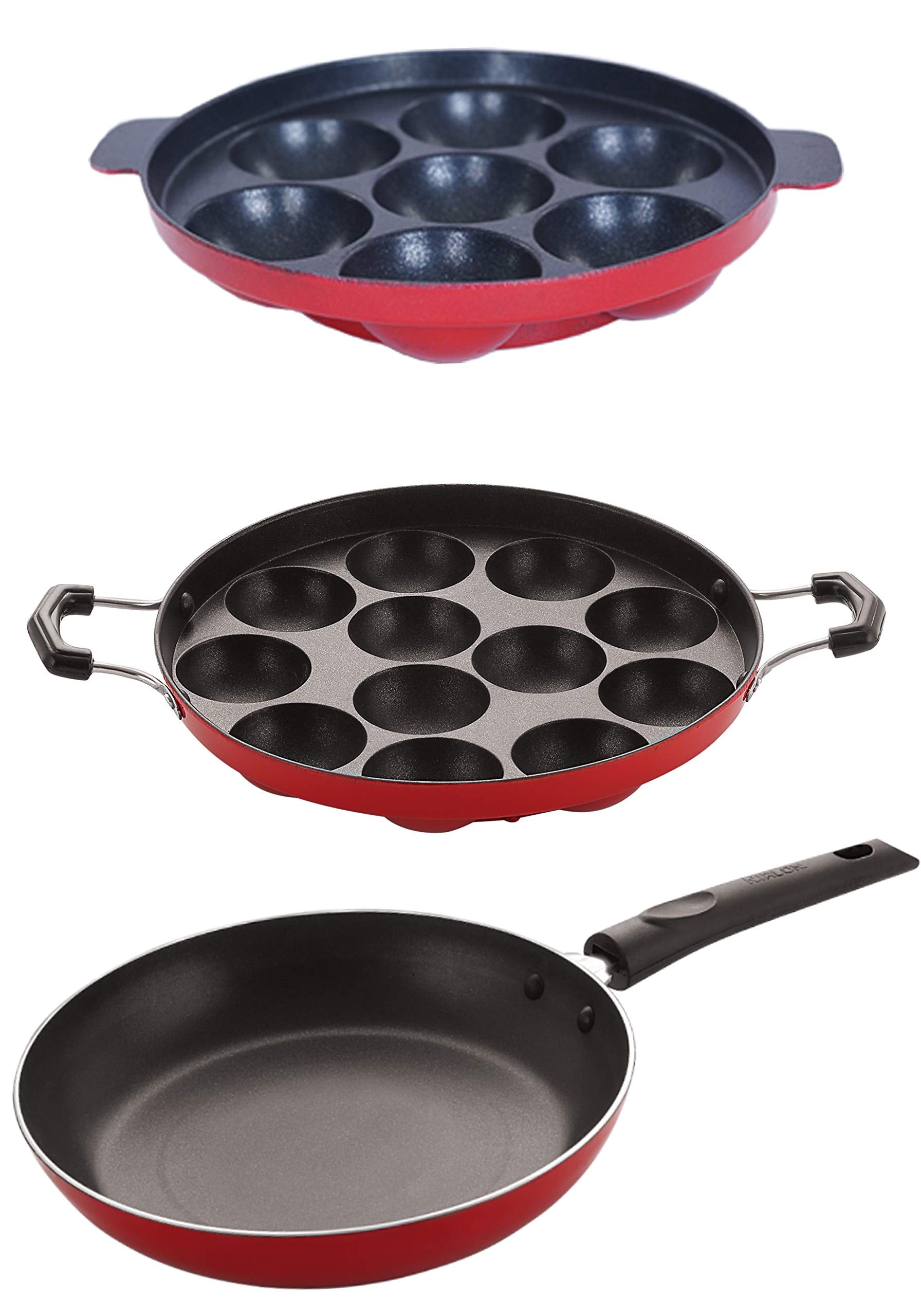 Nirlon Aluminium Non Stick Kitchen Essentials Cookware Set Of 3 Pieces (2.6Mm_Ap(7)_Ap(12)_Tp24)