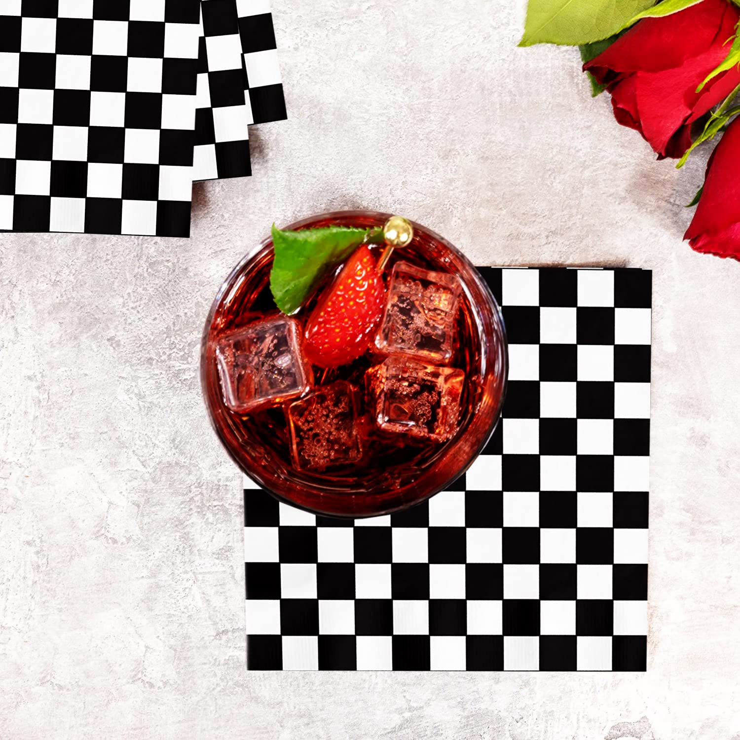 40Pcs Checkered Flag Napkins Race Car Birthday Party Supplies Disposable Racing Party Napkins Black And White Dessert Paper Napk