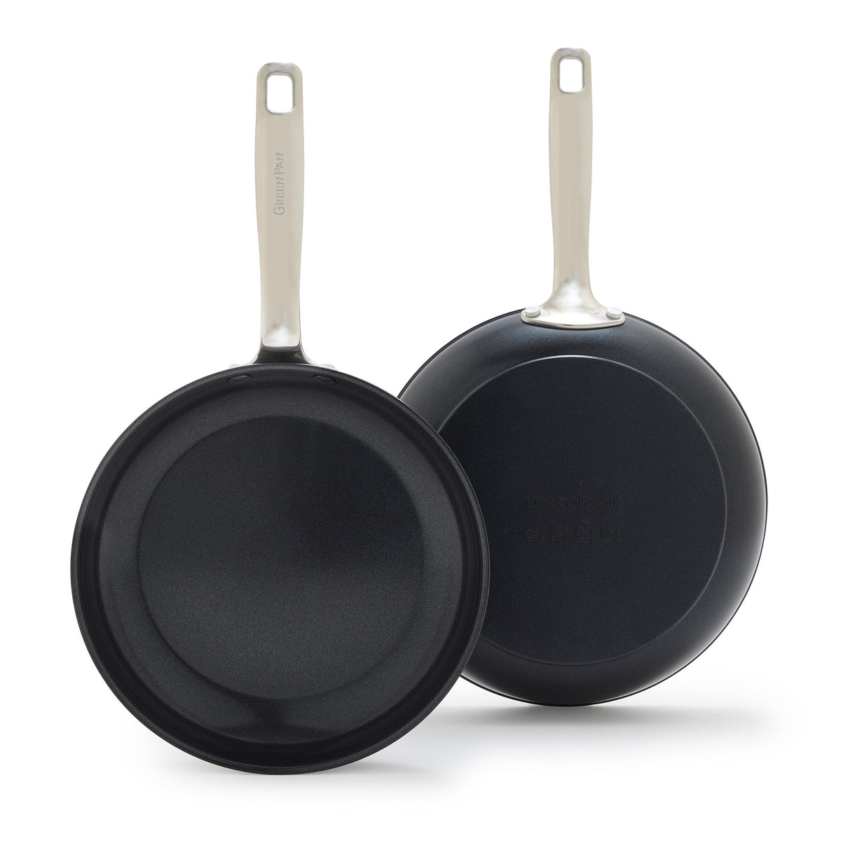 Greenpan Chatham Prime Midnight Hard Anodized Healthy Ceramic Nonstick 8'' And 10'' Frying Pan Skillet Set, Omelette And Egg Pan