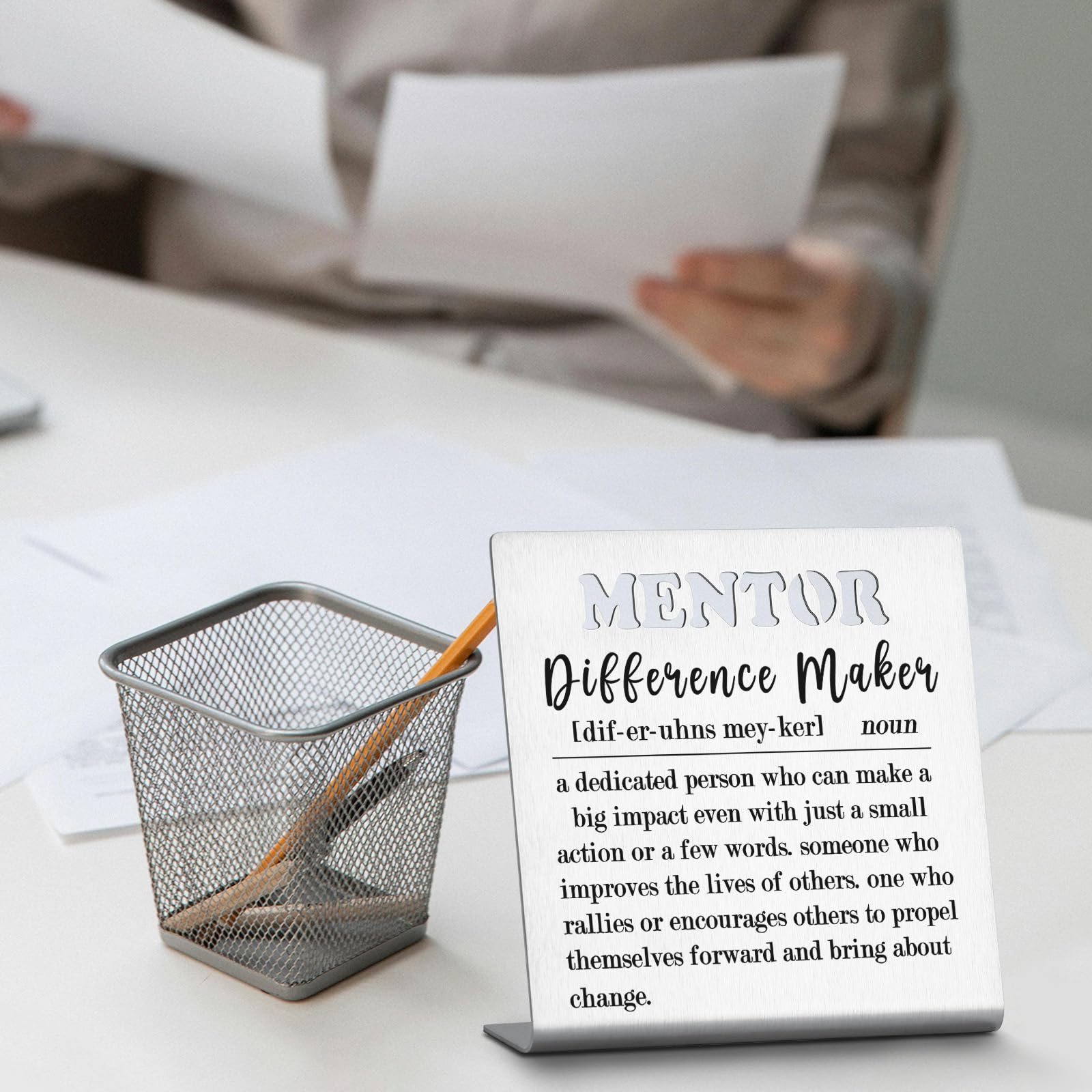 SOSREBEDR Thank You Appreciation Sign for Mentor, 'Thank You for Being Part of My Life', 4 x 4 Stainless Steel Tabletop Decor Si