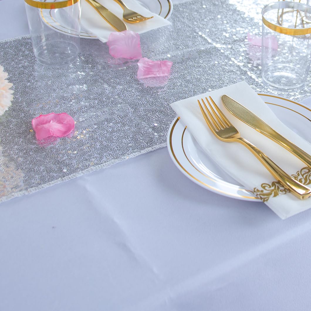 Silver Sequin Table Runners 12X108 Inches Thanksgiving Table Runner Set Of 2 Silver Glitter Table Runner Holiday Celebration Par