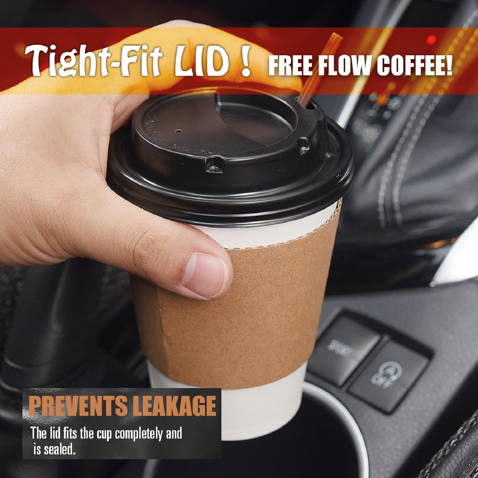 To Go Disposable Paper Coffee Cups 120 Pack with Lids Sleeves Straws Hot/Cold Beverage Drinking Cup for Water Juice Coffee or Tea Suitable for Home Shops Cafes  12 oz