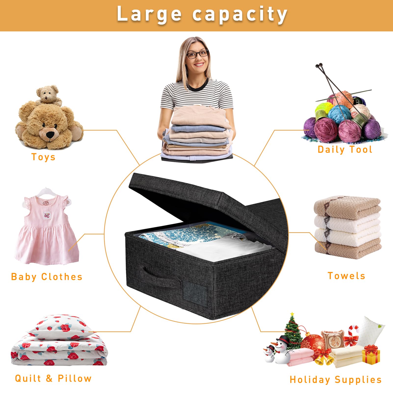 punemi Under Bed Storage Containers, Set of 2 Low Profile Under Crib Storage Bins With Lid, Large Sturdy Under Bed Clothes Drawe