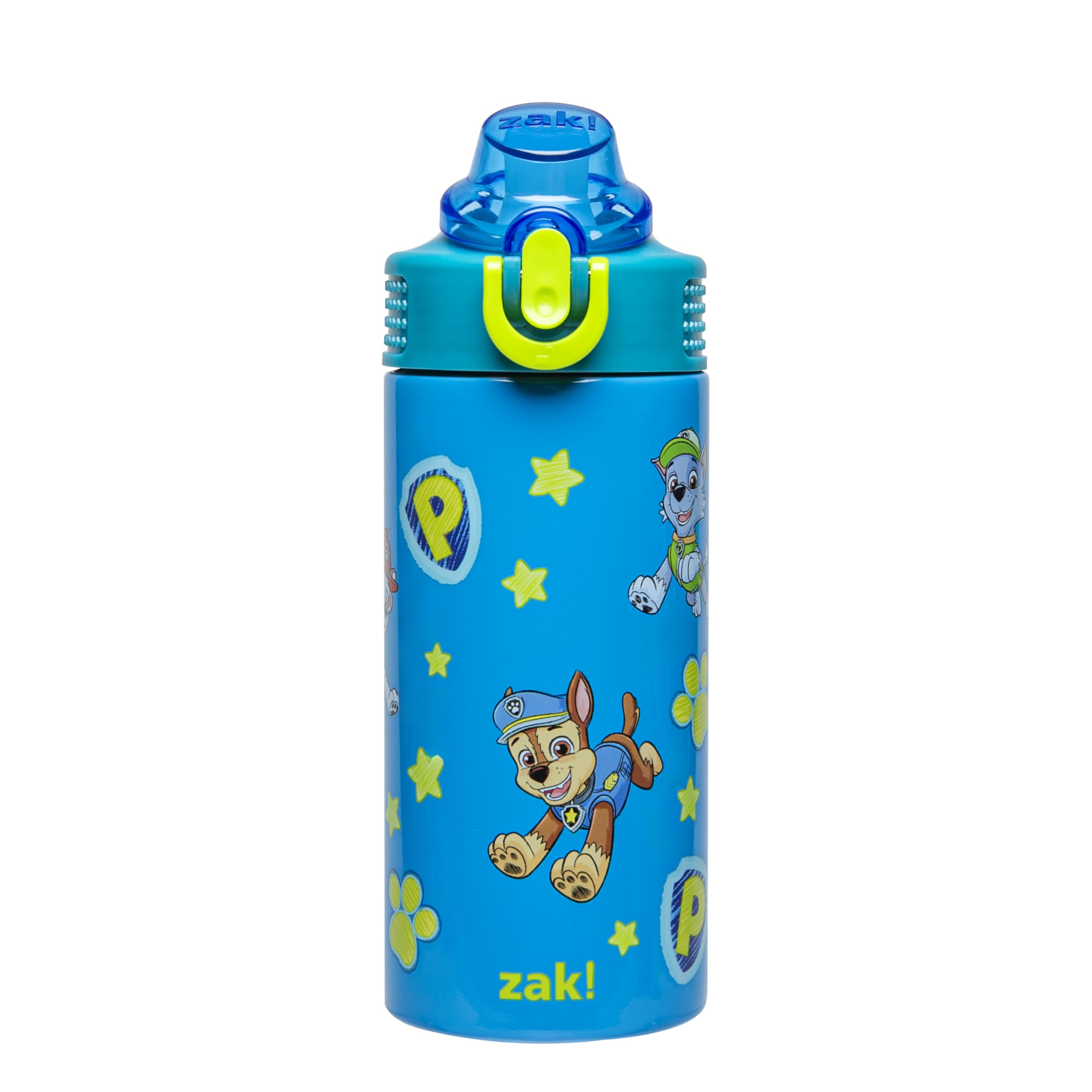 Zak Designs PAW Patrol Sage Kids Water Bottle For School or Travel, 14oz Stainless Steel Water Bottle With Straw, Handle, and Le