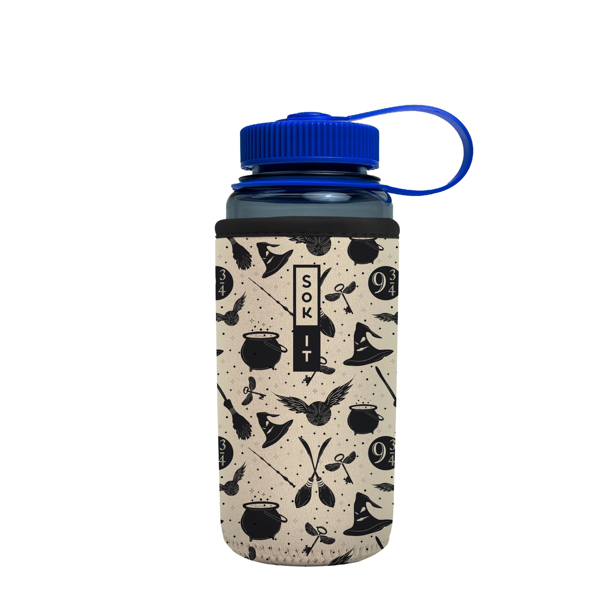 Sok It BotlSok Water Bottle Sleeve Insulated Neoprene Cover (Wizards Walk, Fits 16oz CamelBak or Nalgene)