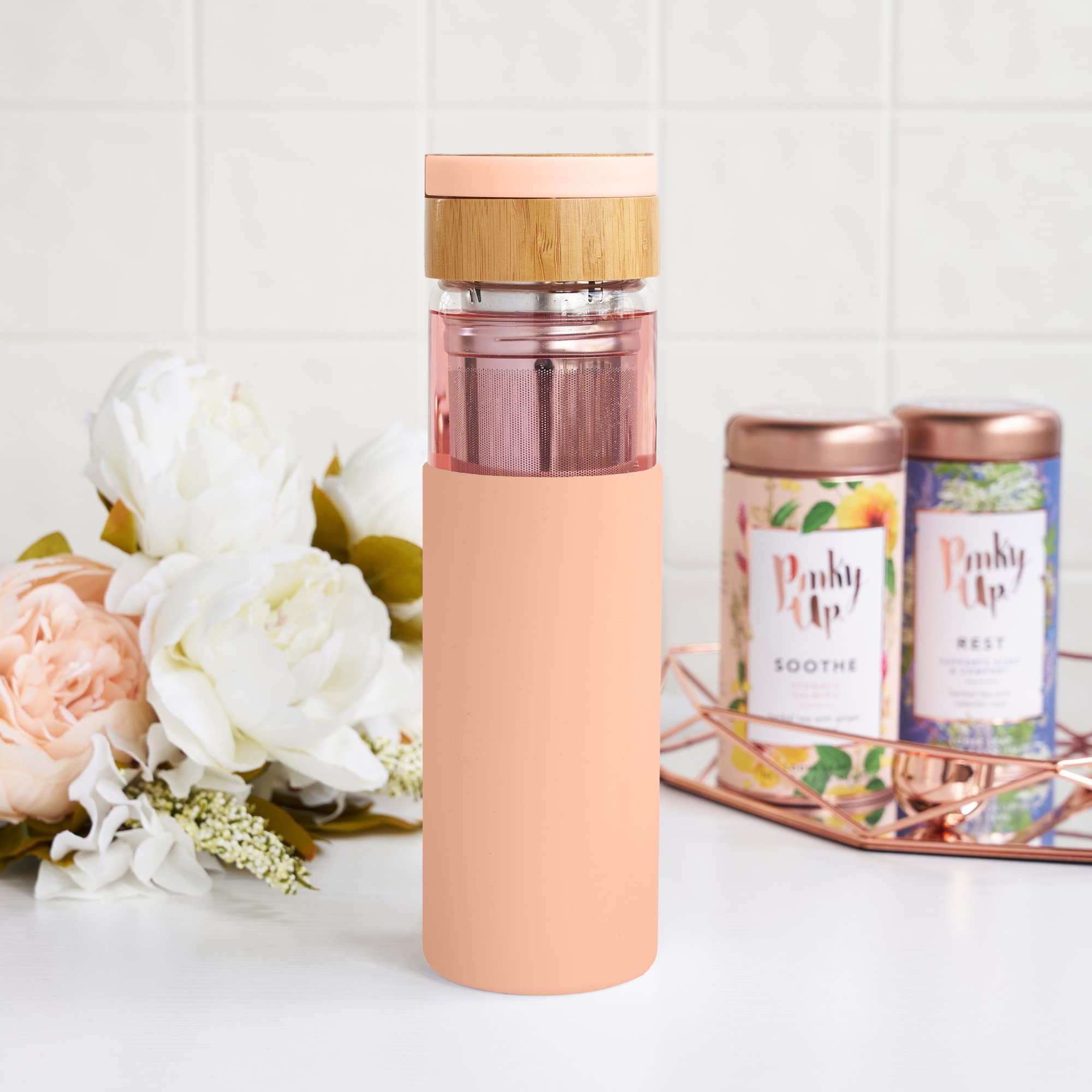 Dana Glass Travel Mug In Coral By Pinky Up