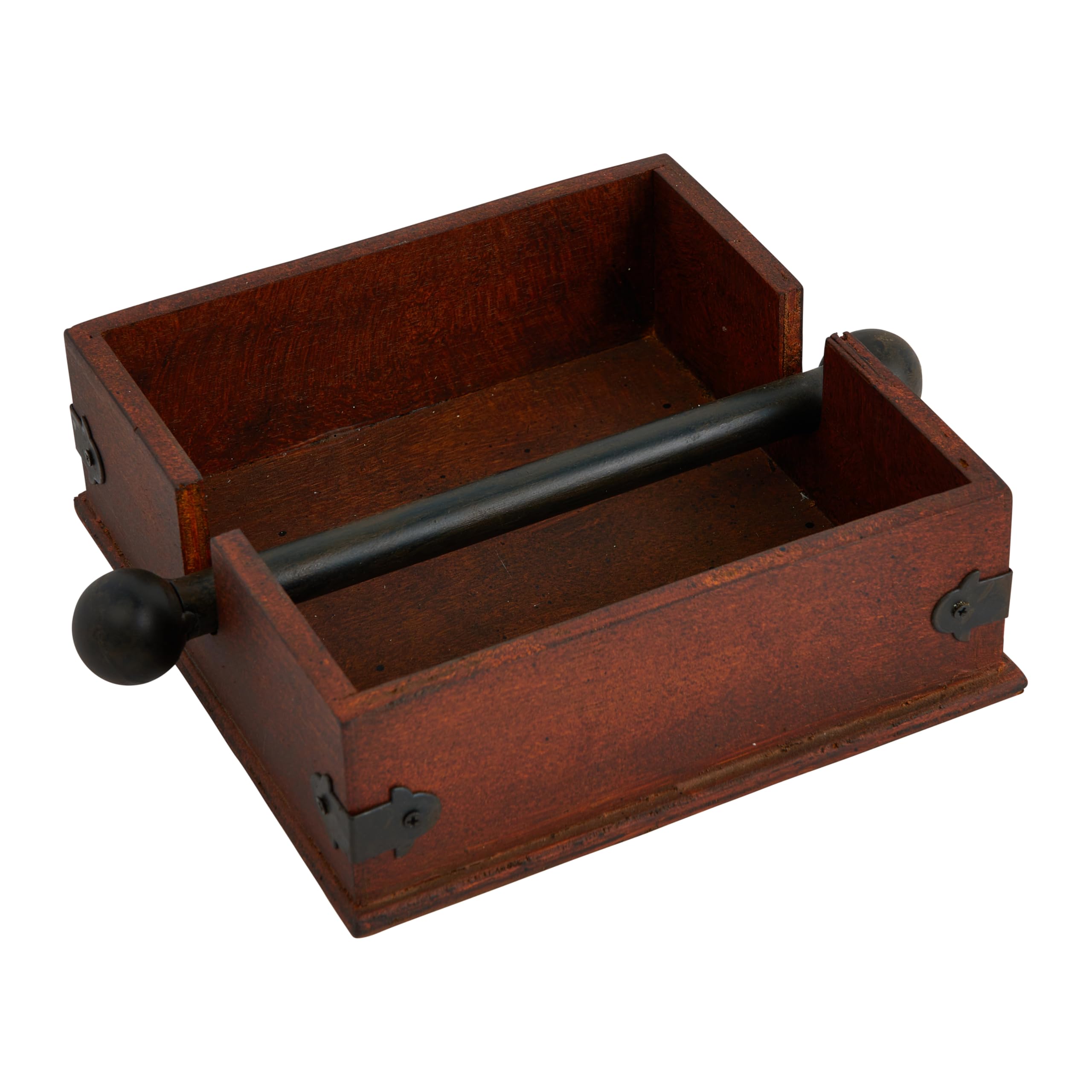 Creative Co-Op Square Wood Napkin Holder With Metal Bar