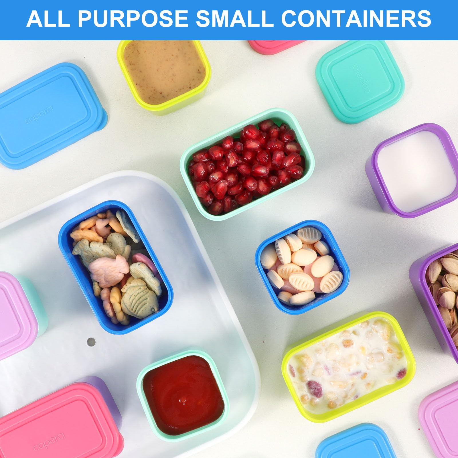 Caperci Leakproof Condiment Salad Dressing Container To Go With Lids 6 Pack - 3 Oz/90Ml Stackable Small Food Storage Containers