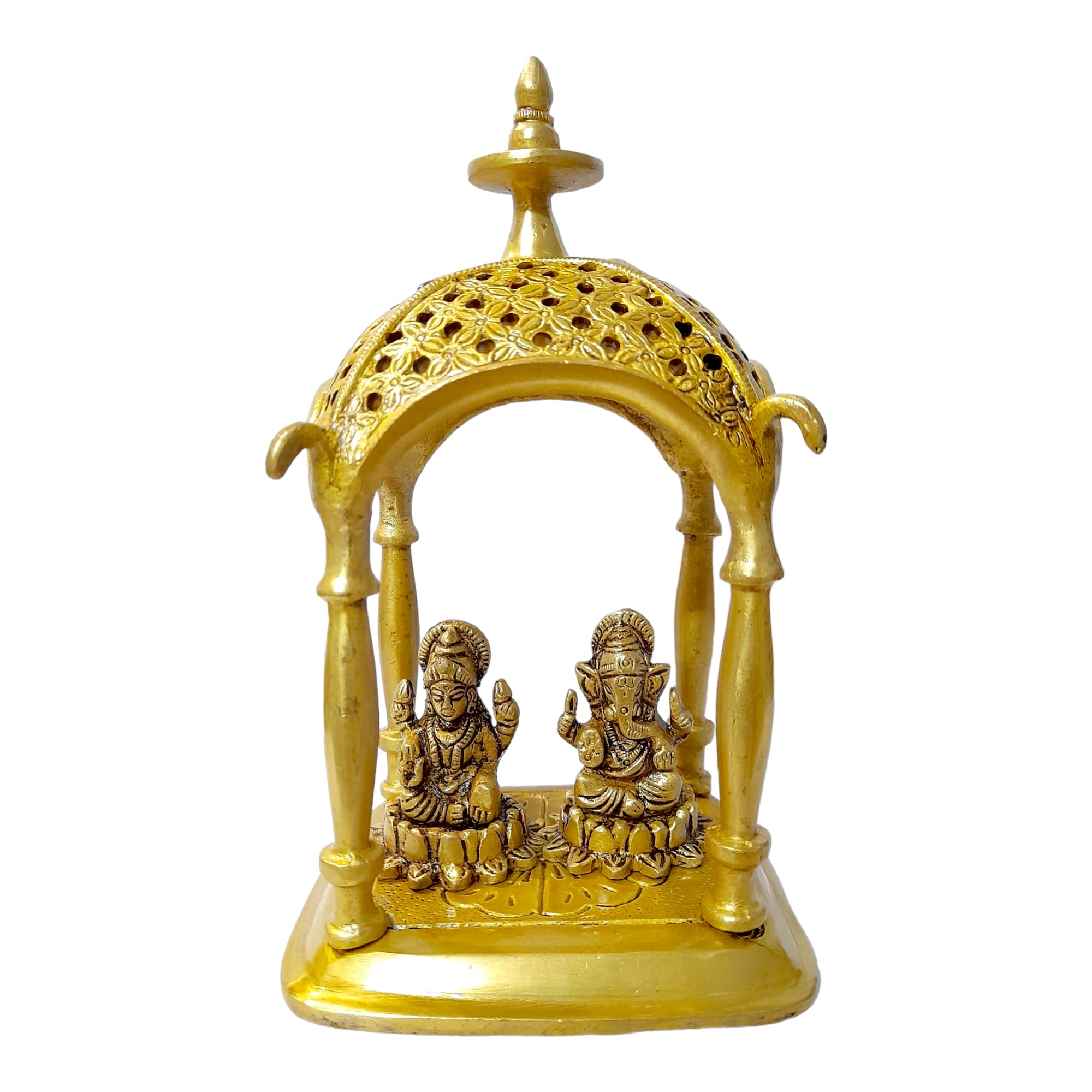 Aargkraft Brass Laxmi Ganesh Ji Idol With Temple Showpiece Ideal For Home Office Temple Pooja Decor | Lakshmi Ganesha Idol Statu