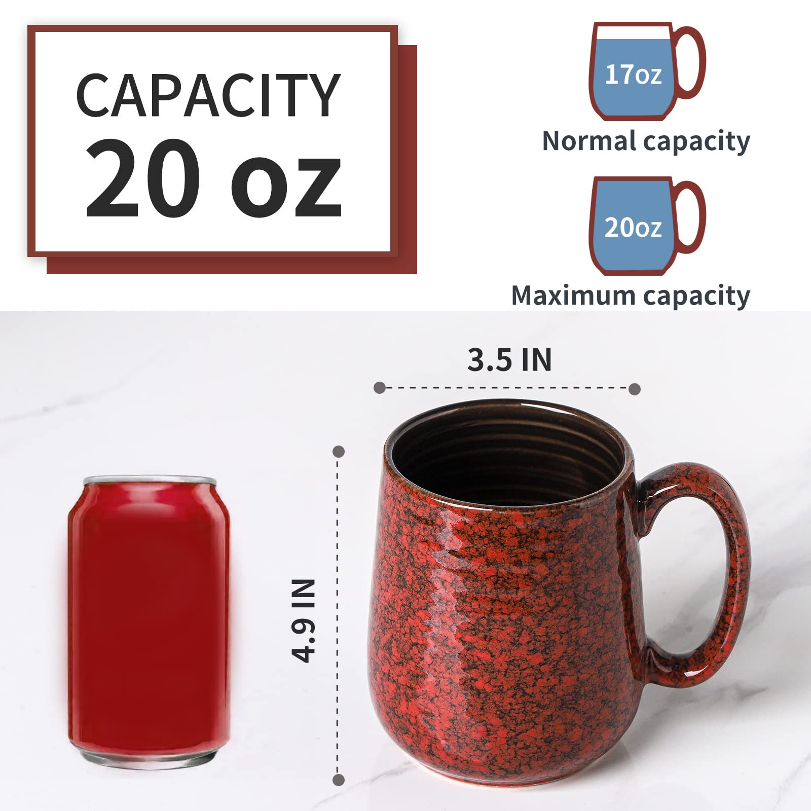 Hasense Large Coffee Mug, Coffee Cup Ceramic For Men And Women, 20 Oz Stoneware Mug For Tea Soup Milk As Gifts, Dishwasher And M