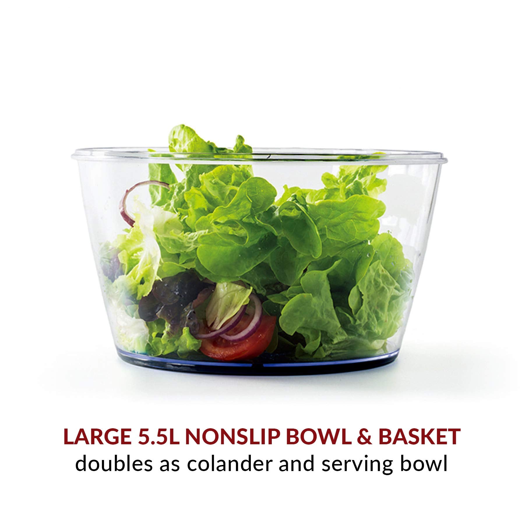 Valore Large Salad Spinner With Serving Bowl And Lid - Effortless Spinning - Lettuce Spinner, Fruit And Vegetable Washer Dryer -