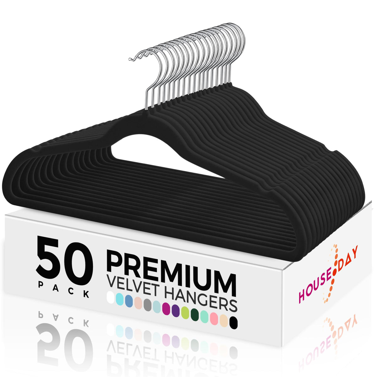 House Day Premium Velvet Hangers 50 Pack, Non-Slip Flocked Felt Hangers, Sturdy Clothes Hangers Heavy Duty Coat Hangers & Suit H