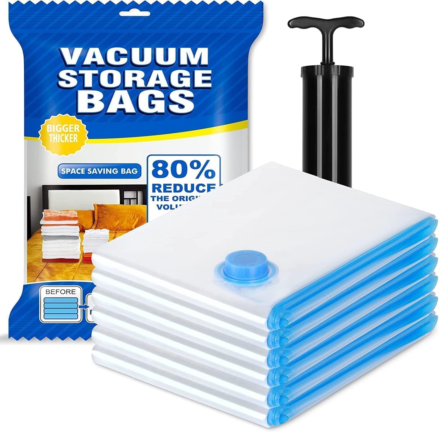 More Buy Vacuum Bags For Packing Clothes Space Saver Travel Reusable Bags With Pump (Pack Of 5) Small (50 X 70Cm) 2Pcs Medium (6