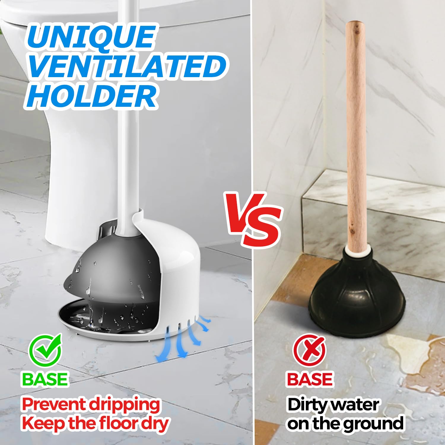 Forasto Toilet Plunger With Holder,Plungers For Bathroom With Holder,Heavy Duty Plunger With Cover,Bathroom Decor,Bathroom Acces