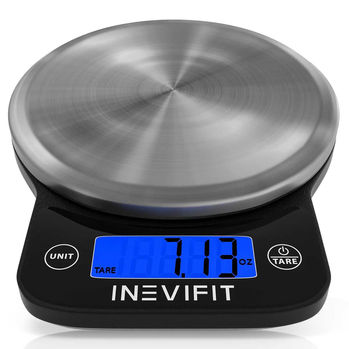 Inevifit Digital Kitchen Scale, Highly Accurate Multifunction Food Scale 13 Lbs 6Kgs Max, Clean Modern Black With Premium Stainl