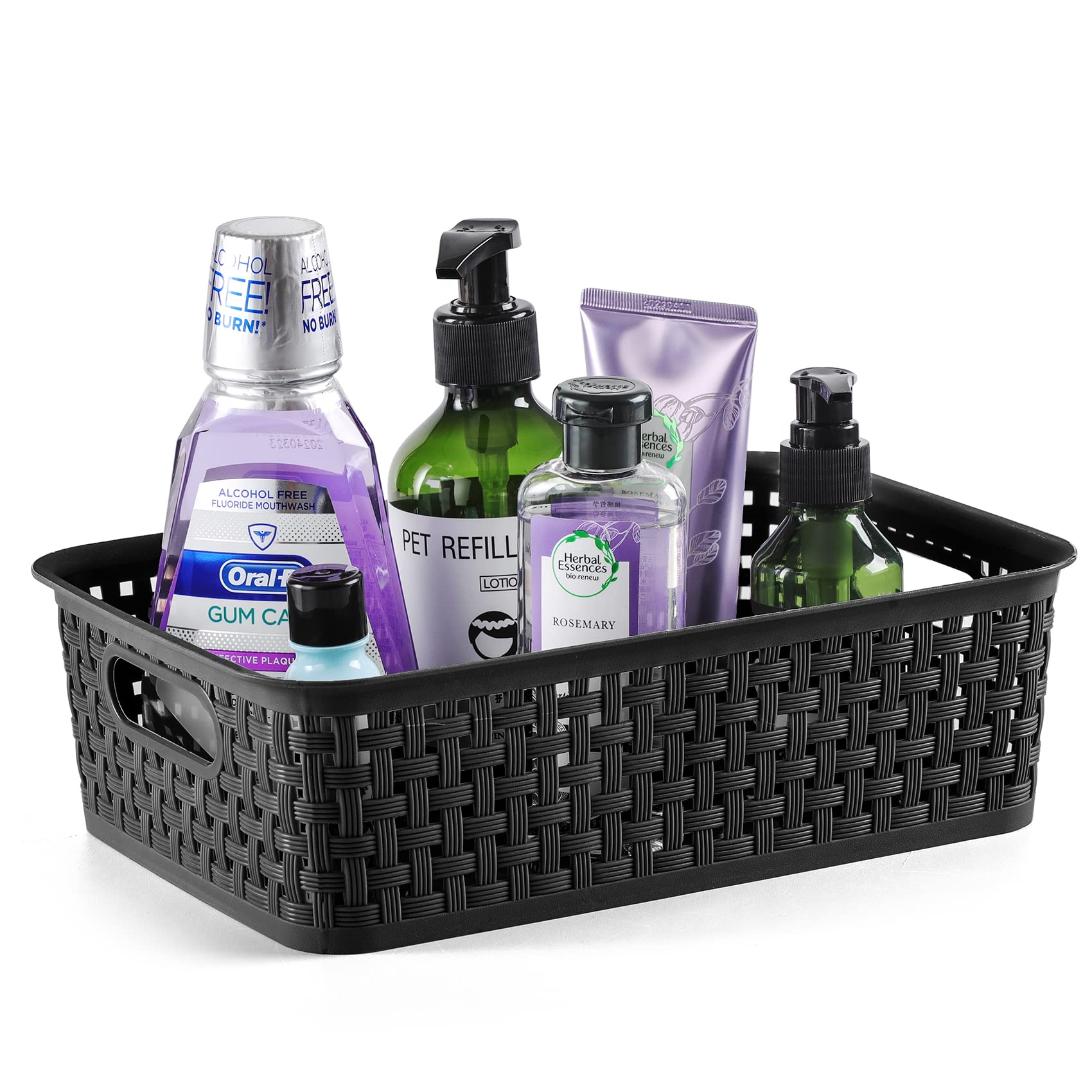 [ 8 Pack ] Plastic Storage Baskets - Small Pantry Organization And Storage Bins - Household Organizers For Laundry Room, Bathroo