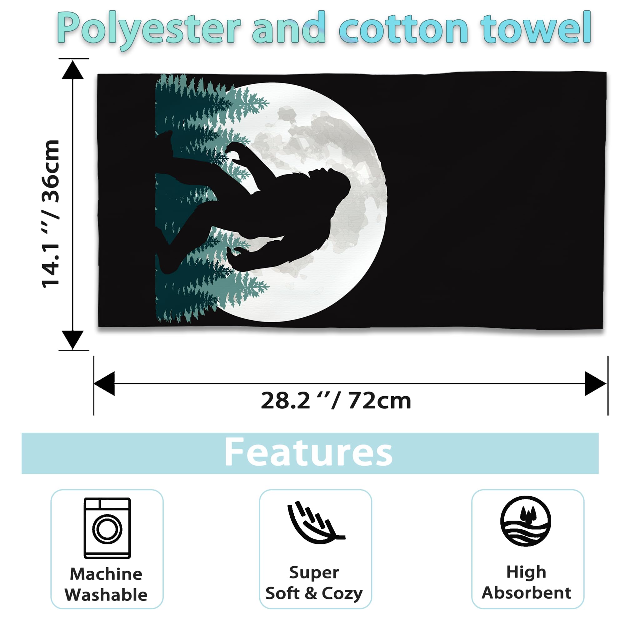 Cxulin Big Foot Hand Towels Set Of 2,Forest Moon Soft Fingertip Bath Towel Small Face Washcloths Decor Kitchen Towel For Hotel S