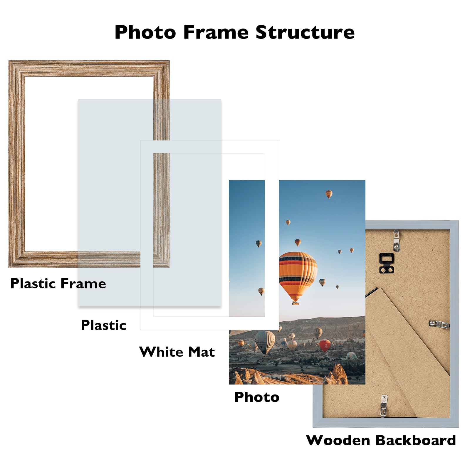 JCJMY 5x7 Picture Frame with 4x6 Mat for Wall Hanging or Tabletop, Display Photo 4x6 with Mat or 5x7 Without Mat, 5 by 7 Wall Ga