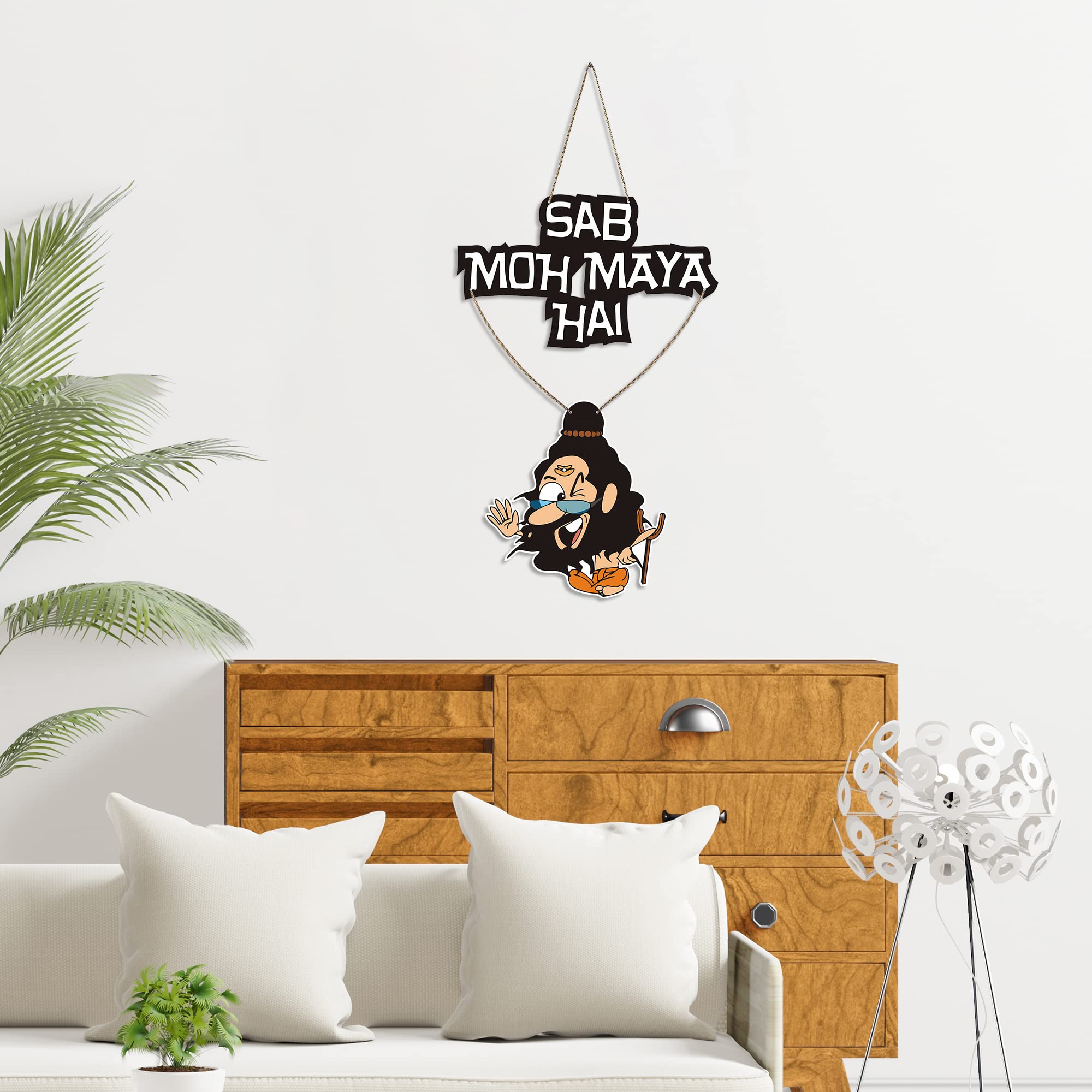 Artvibes Funny Baba Wood Wall Hanging with Quotes for Home Decor | Office | Gifts | Living Room |Wooden Decorative Items | Desig