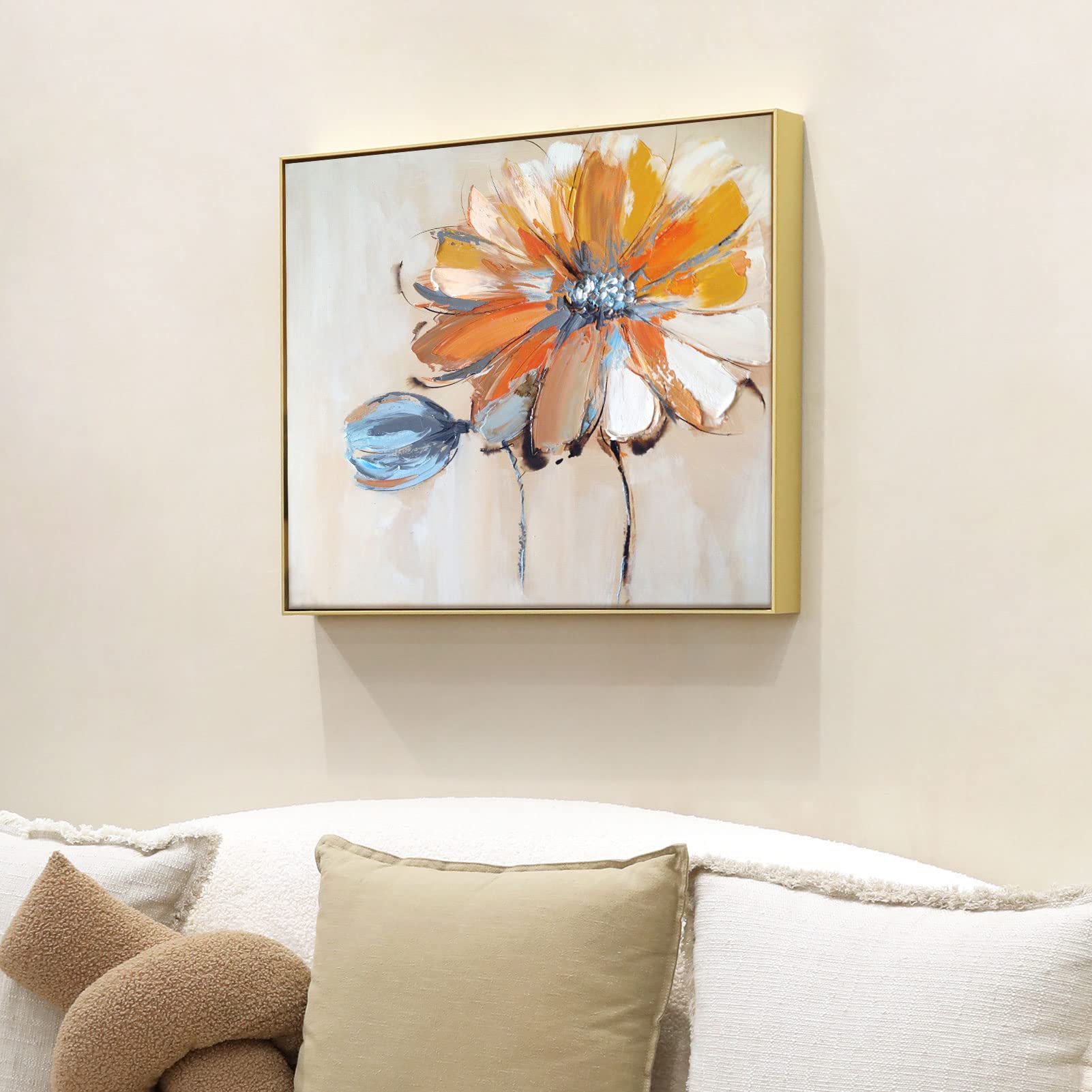 FOLKOR Canvas Floater Frame for 24x30 Oil Paintings  DIY Metal Canvas Frame with 1.5'' Deep  Floating Frame for Canvas Prints Wall Art/Portrait/Landscape Living Room Bedroom Kitchen Decor (Gold)
