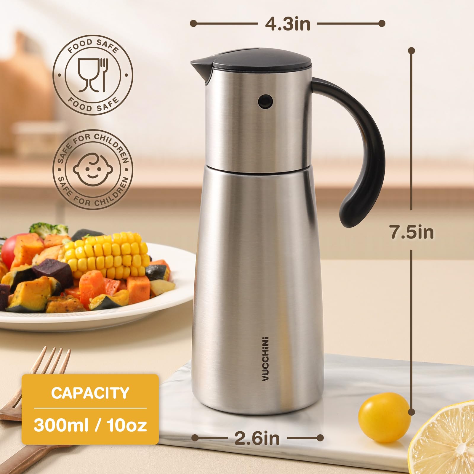 Vucchini Oil Dispenser Bottle Stainless Steel-Auto Flip Kitchen Oil And Vinegar Dispenser Set With Automatic Cap And Stopper - 1
