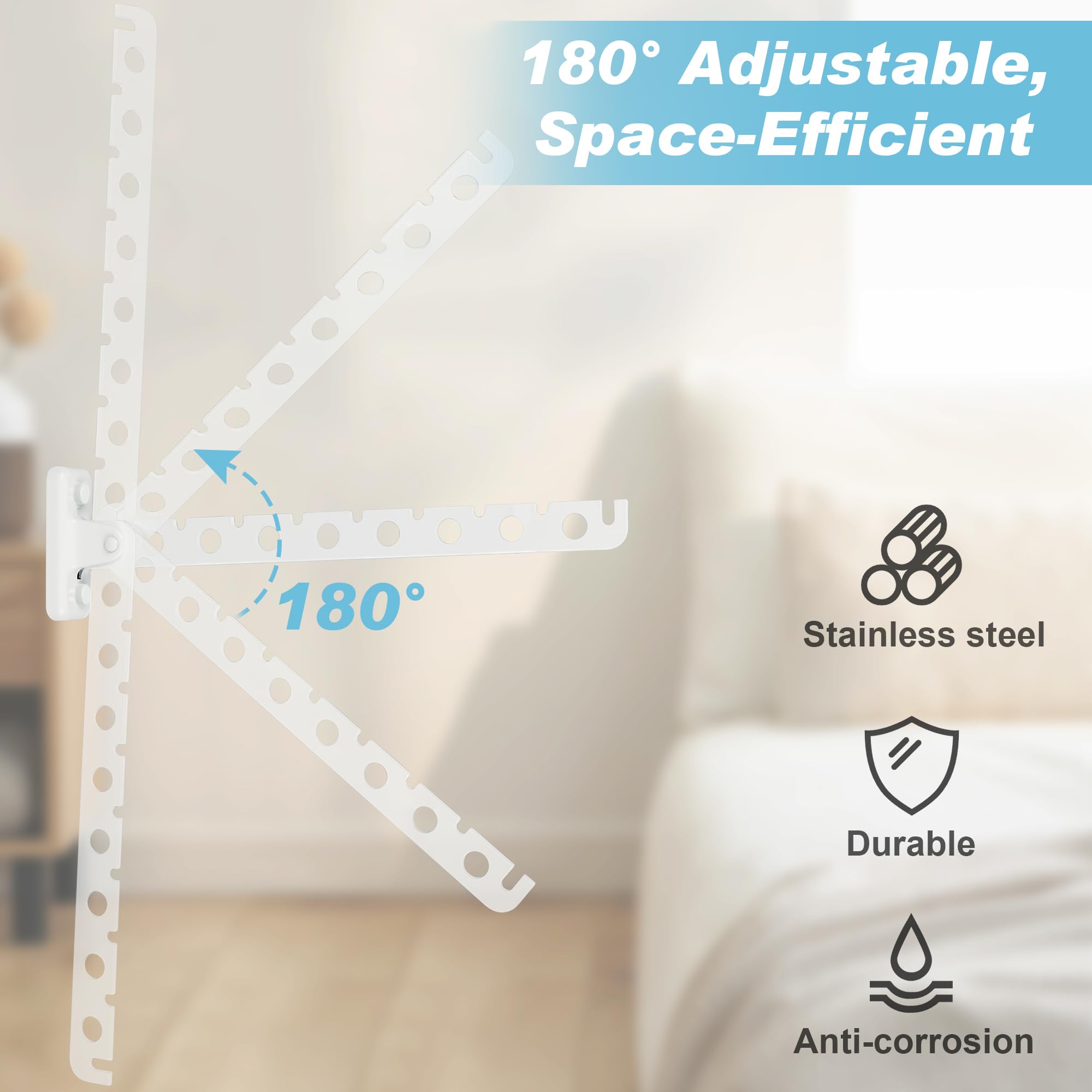 Alise Folding Clothes Hanger Rack, Stainless Steel Wall Mounted Drying Rack, Space Saving Laundry Hanging Rack For Laundry Close