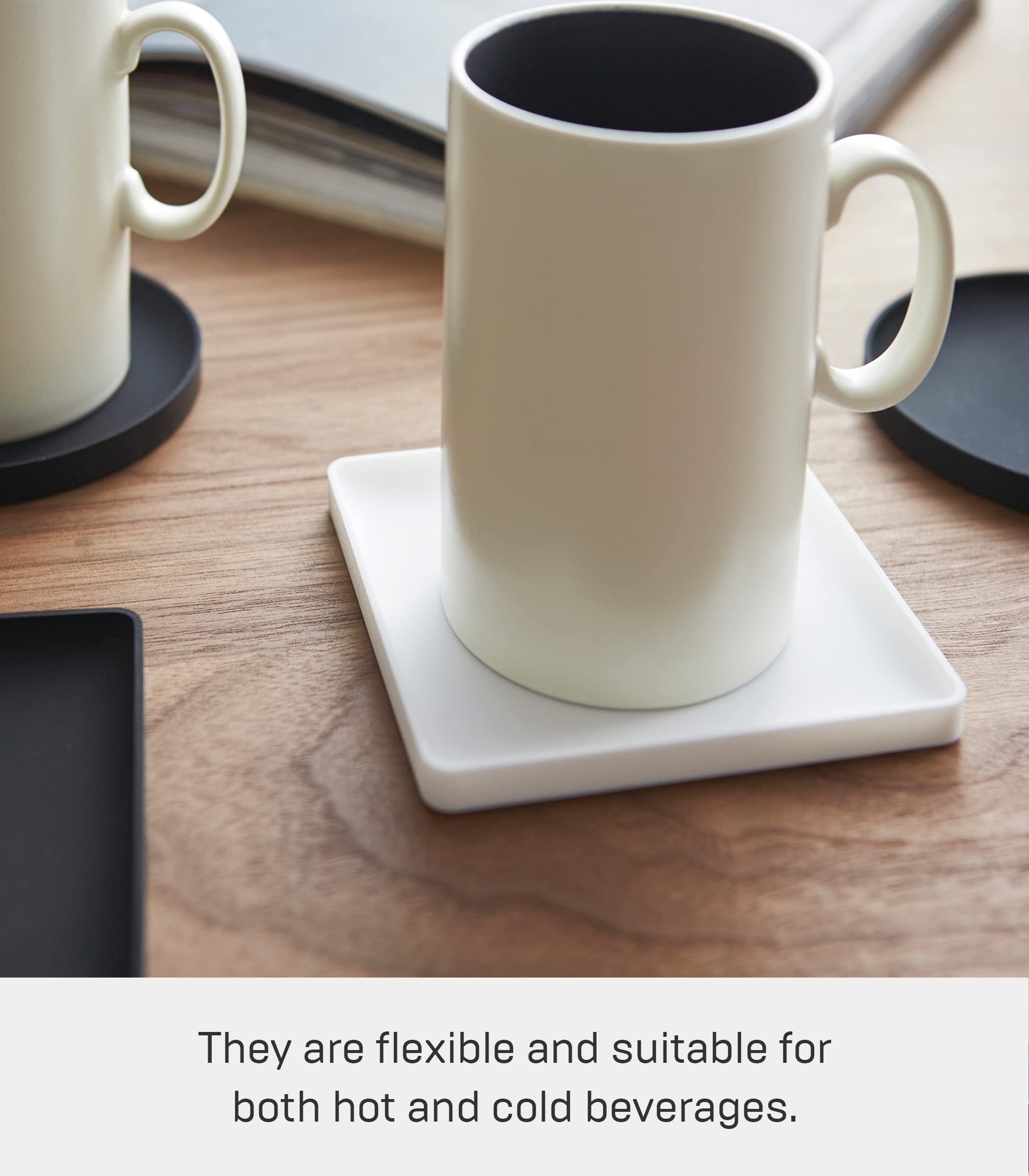 Yamazaki Home Tower Modern Table Drink Coasters (Set Of 6) - Square - Silicone