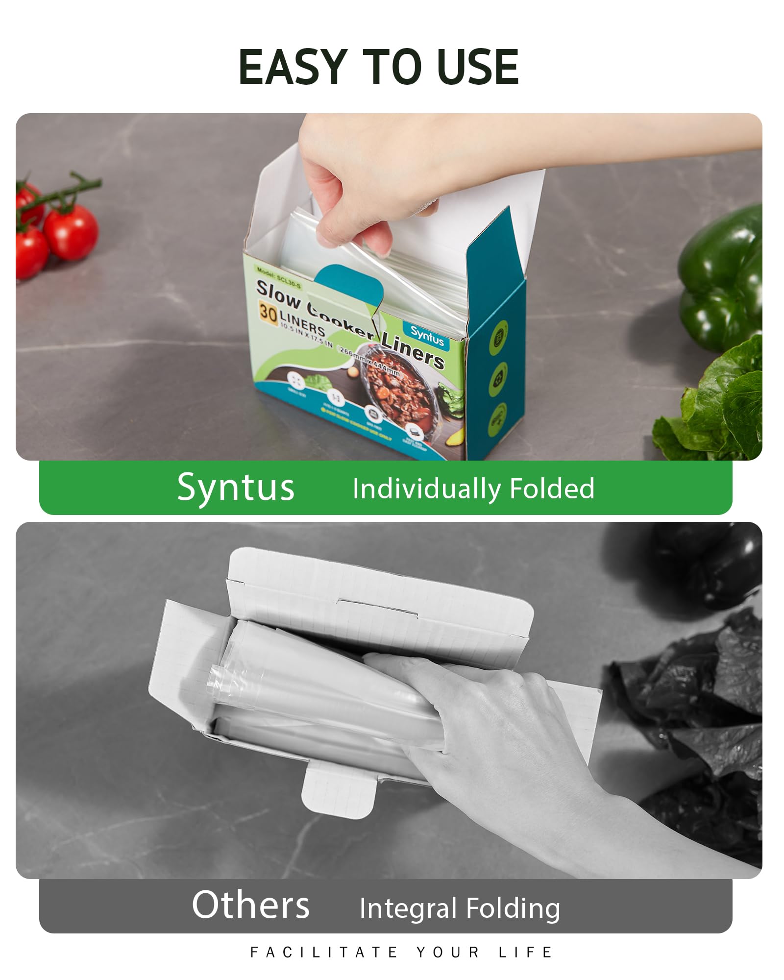 Syntus Slow Cooker Liners, 30 Count Cooking Bags Small Size Disposable Pot Liners Plastic Bags, Fit 1Qt To 3Qt For Slow Cooker C